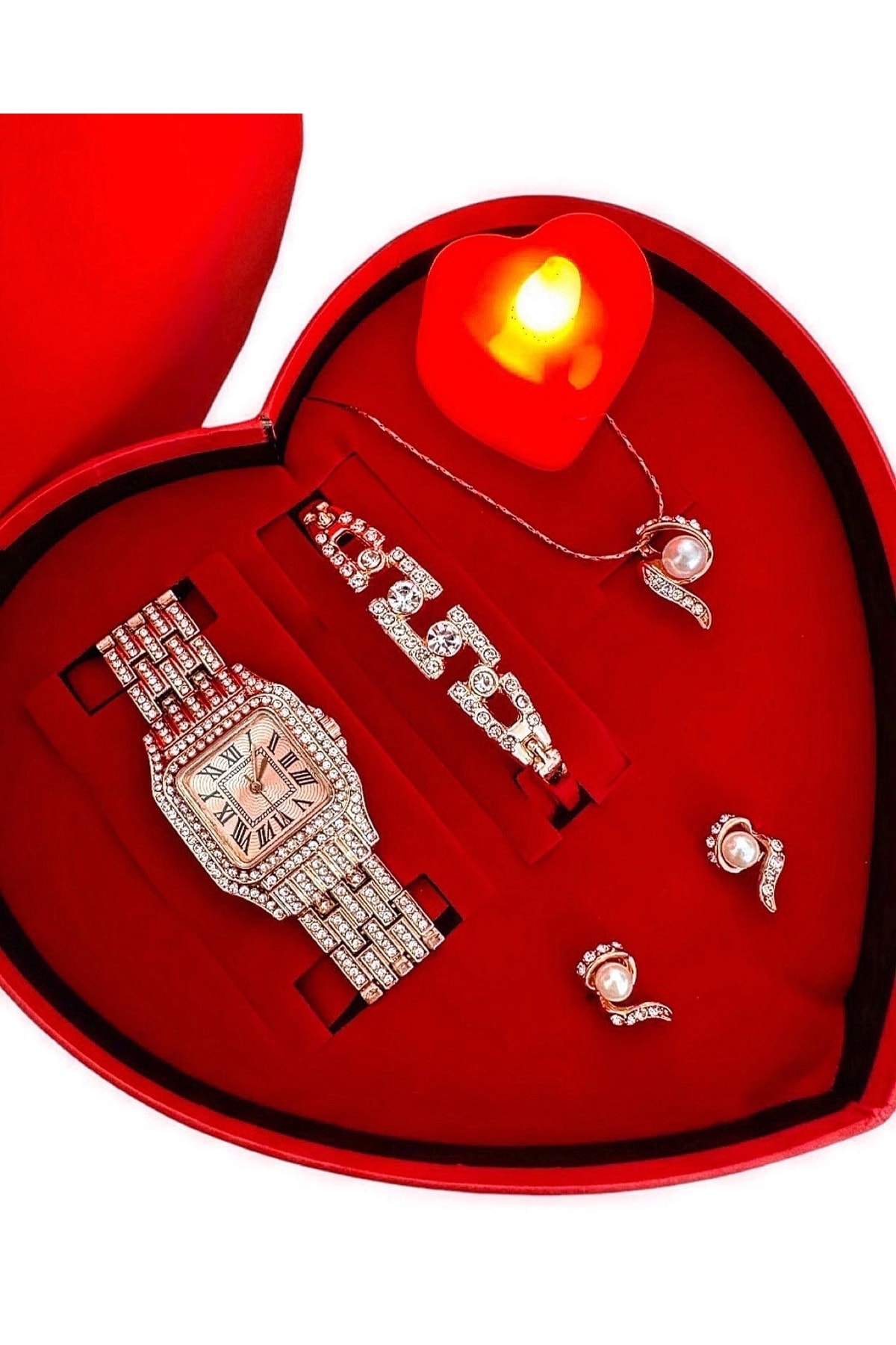Has Anneler Gününe Özel Saat Kalp Kutu Seti -1