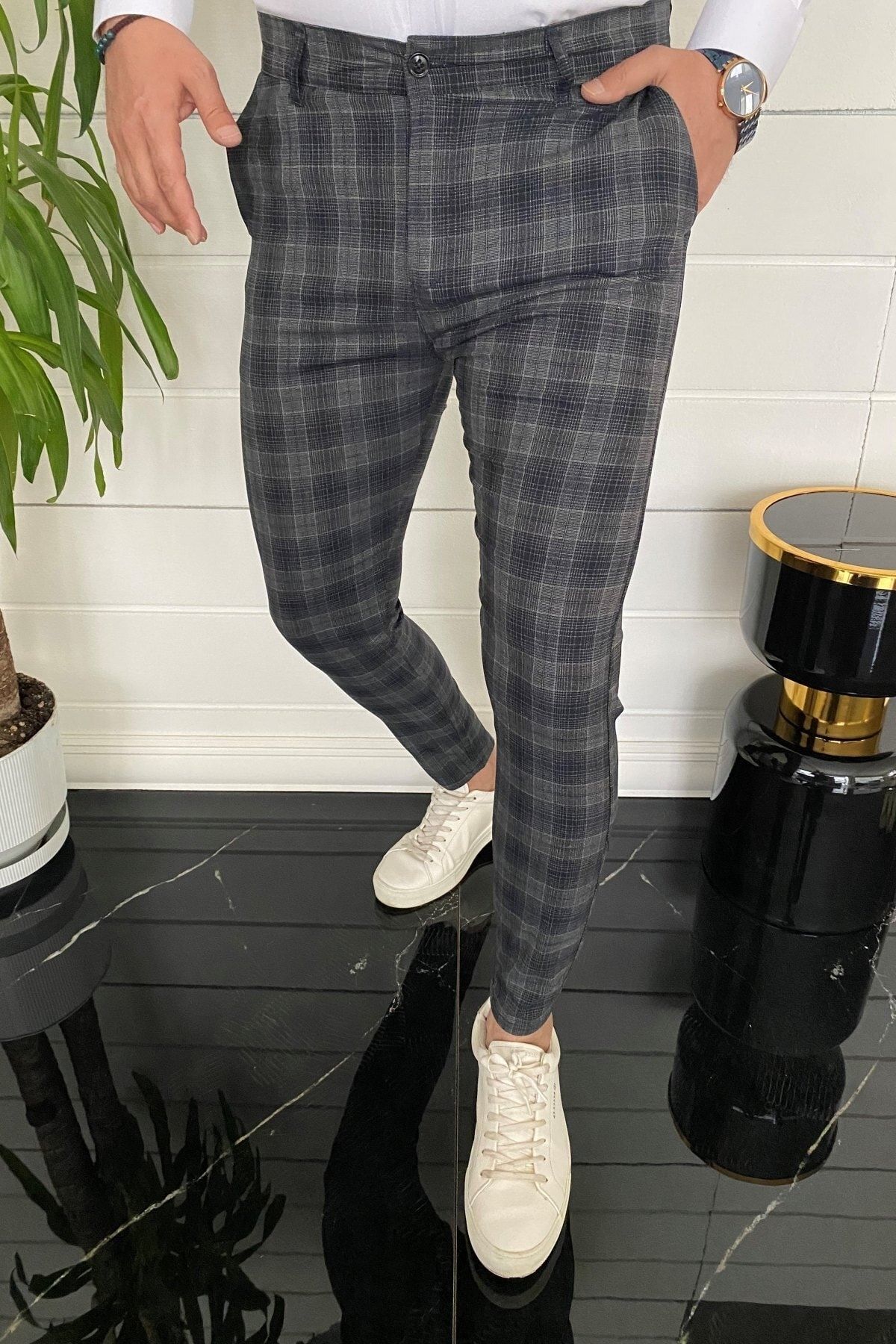 Mens Plaid Slim Fit Business Casual Ankle Length Pantalon Classic Vintage  Check Suit Plaid Trousers Men For Weddings And Casual Wear From Gantangong,  $23.29 | DHgate.Com
