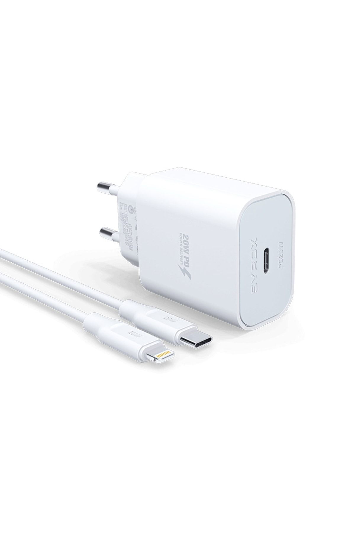 Syrox Pd20l Şarj Aleti 3.0a Pd20w Type-c To Lightning Kablo Set Pd20l 20w Pd Lightning Şarj Adaptörü