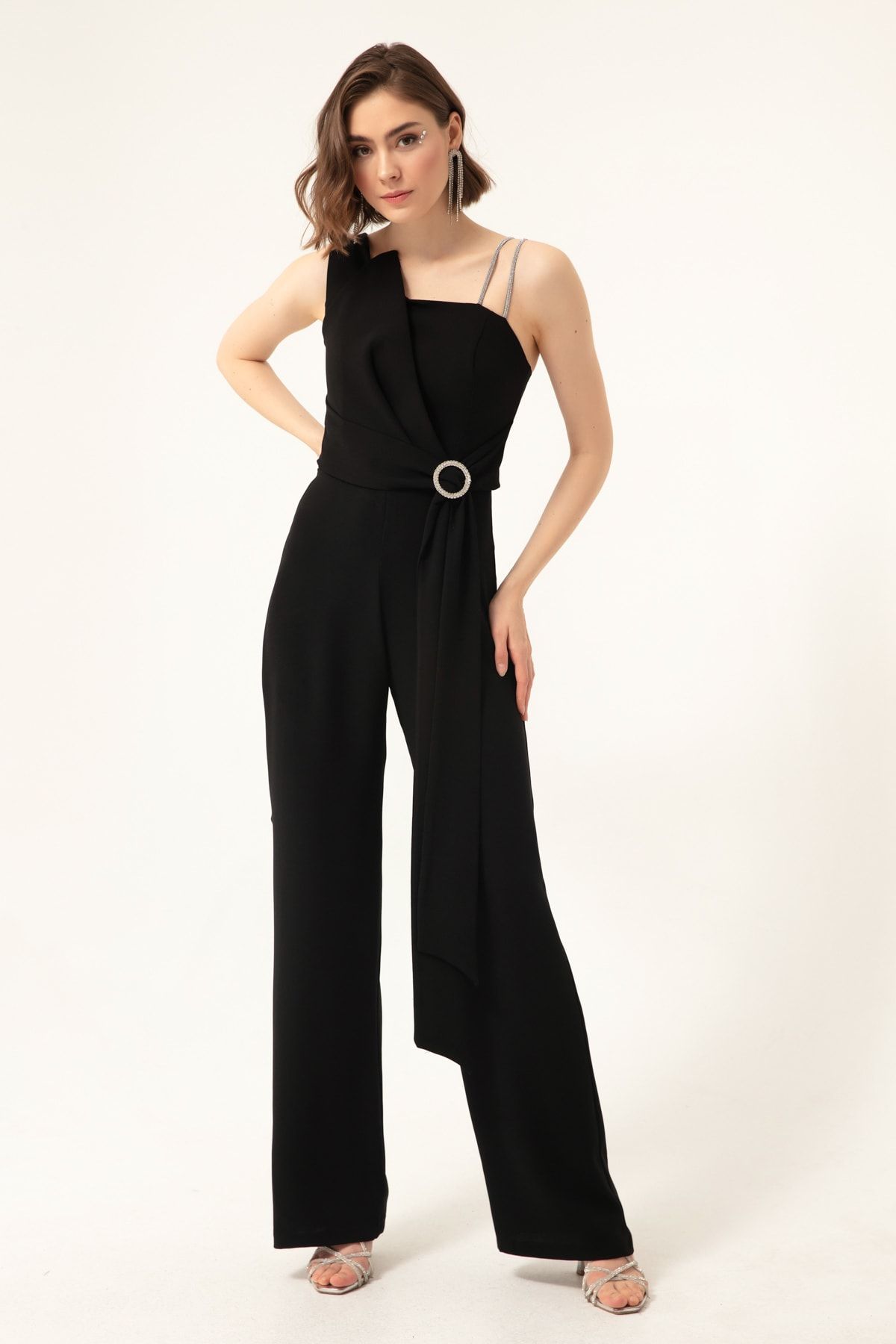 One sleeve jumpsuit black 2025