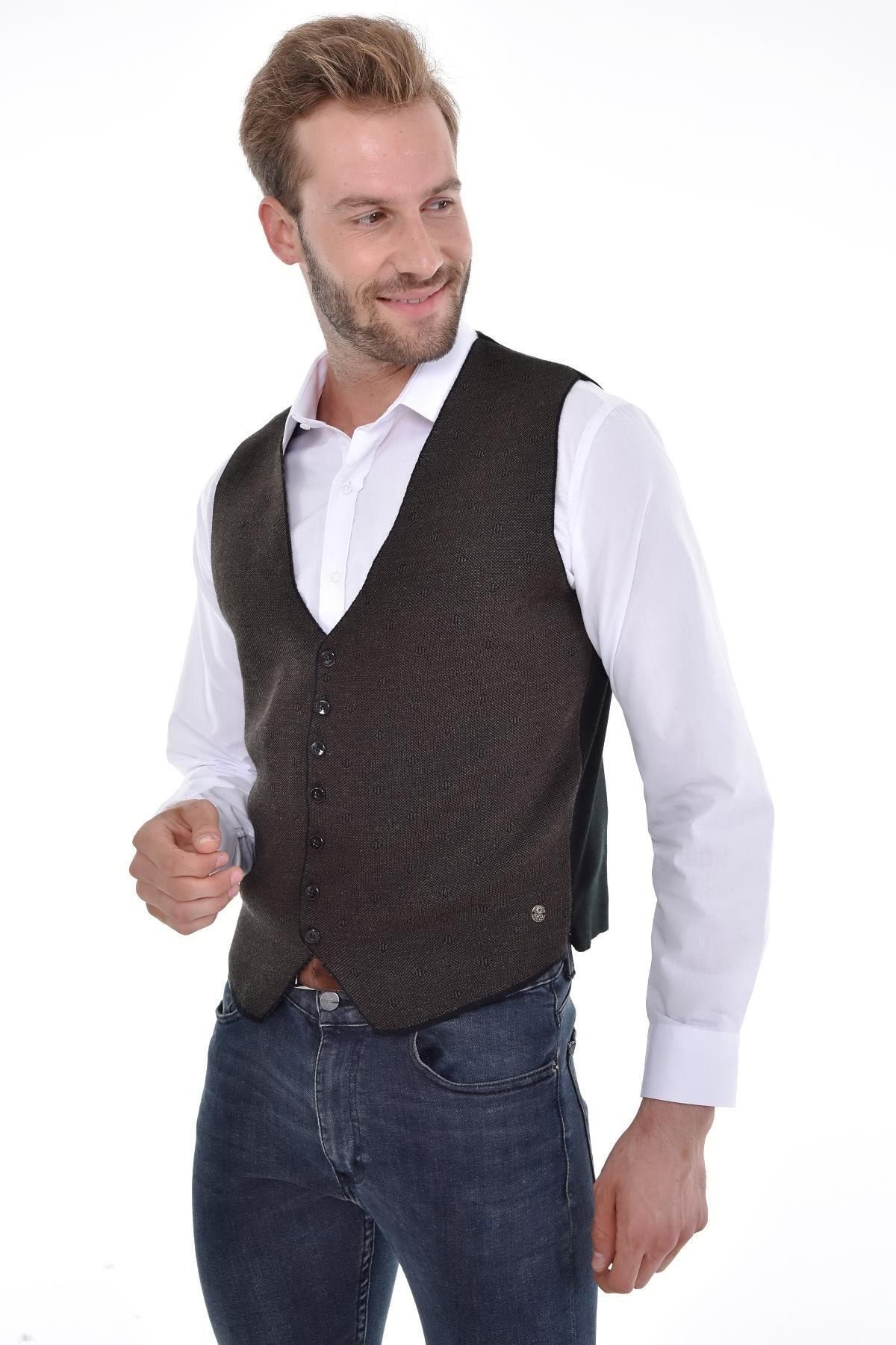 Mens black vest with cheap jeans