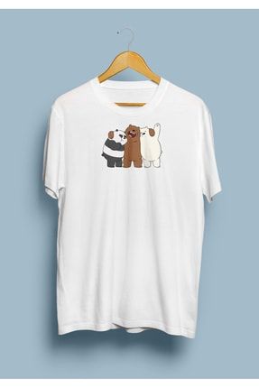 Unisex We Bare Bears Sevimli Ayılar Tasarım Baskılı T-Shirt KRG0527