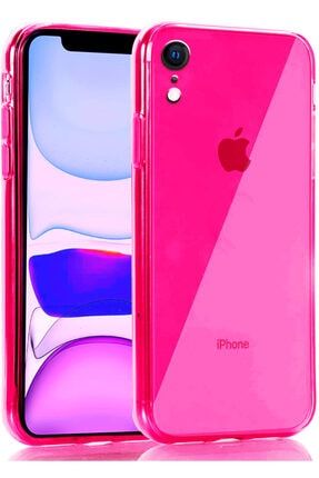Apple Iphone Xr Kılıf Fosforlu Canlı Renkli Parlak Silikon Kapak Pembe mornw_44532