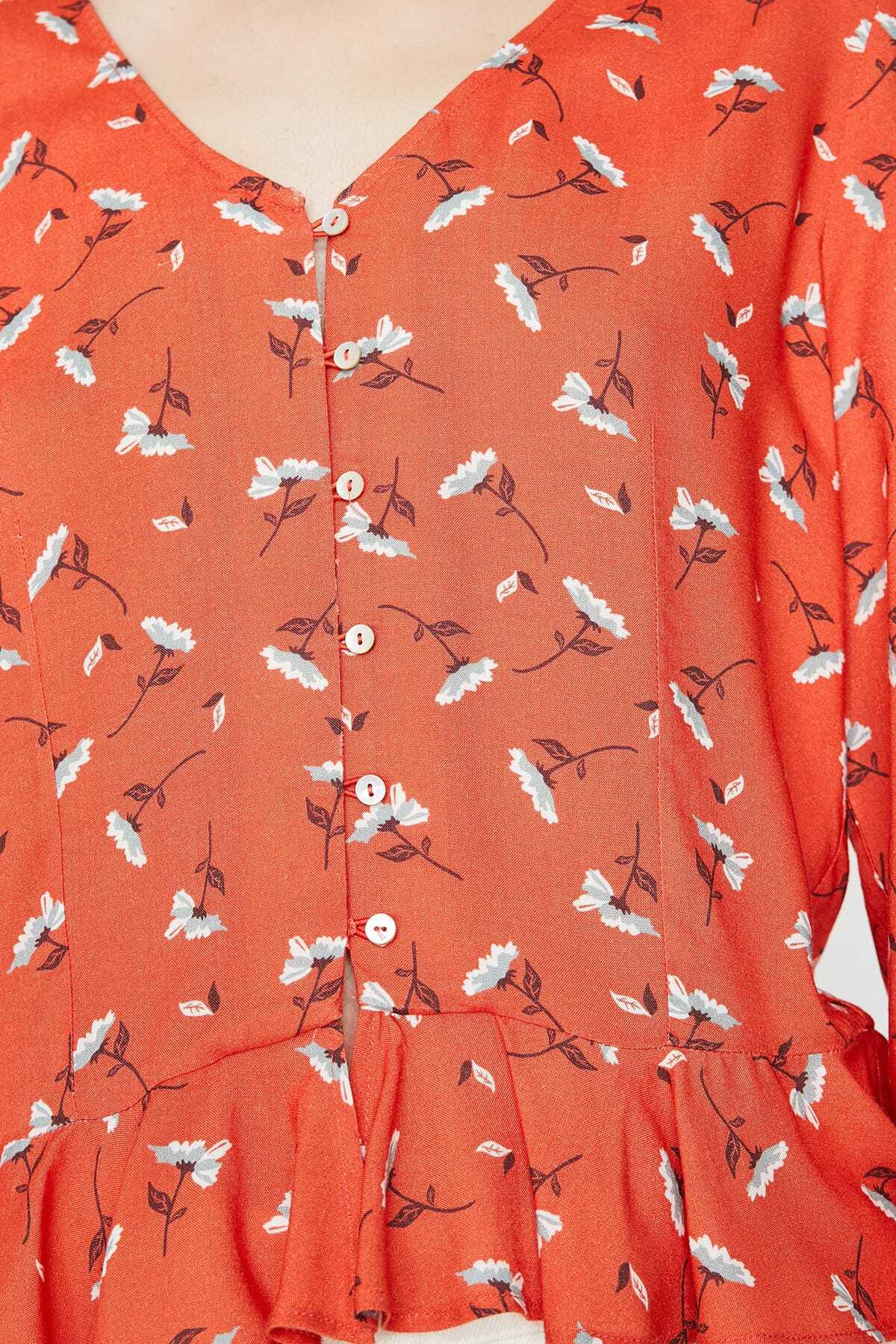 Koton-Women's Red Patterned Blouse 9YAL68070IW 5