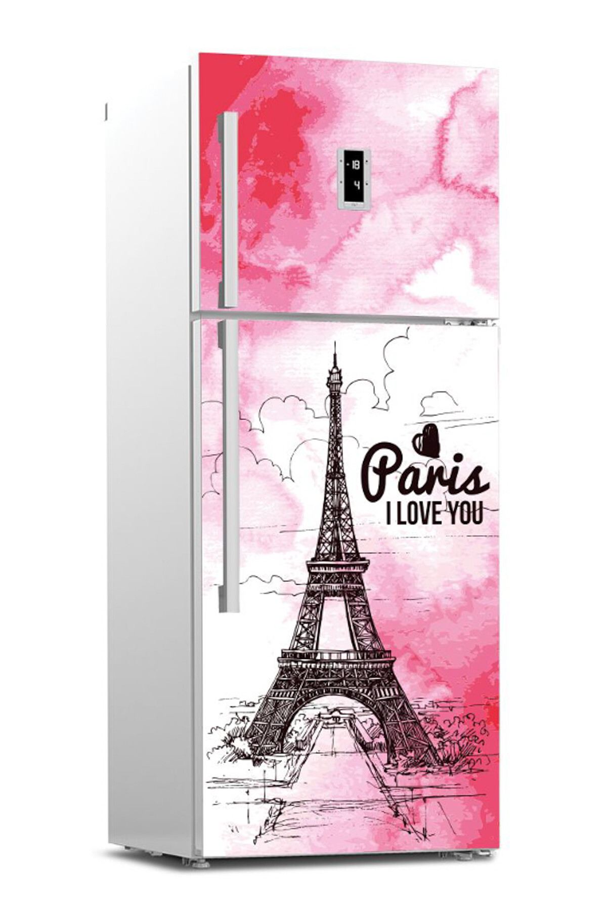 Tilki Dünyası-Paris Patterned Refrigerator Door Covering Sticker 0138 BUZD000028 1
