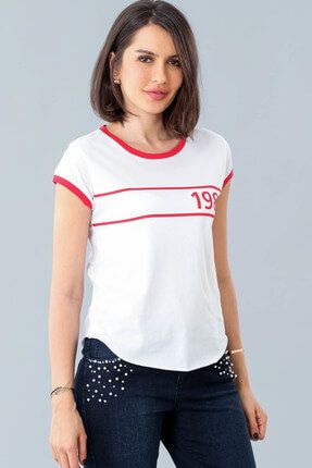 Kadın Beyaz 1980 Baskılı T-Shirt 1242