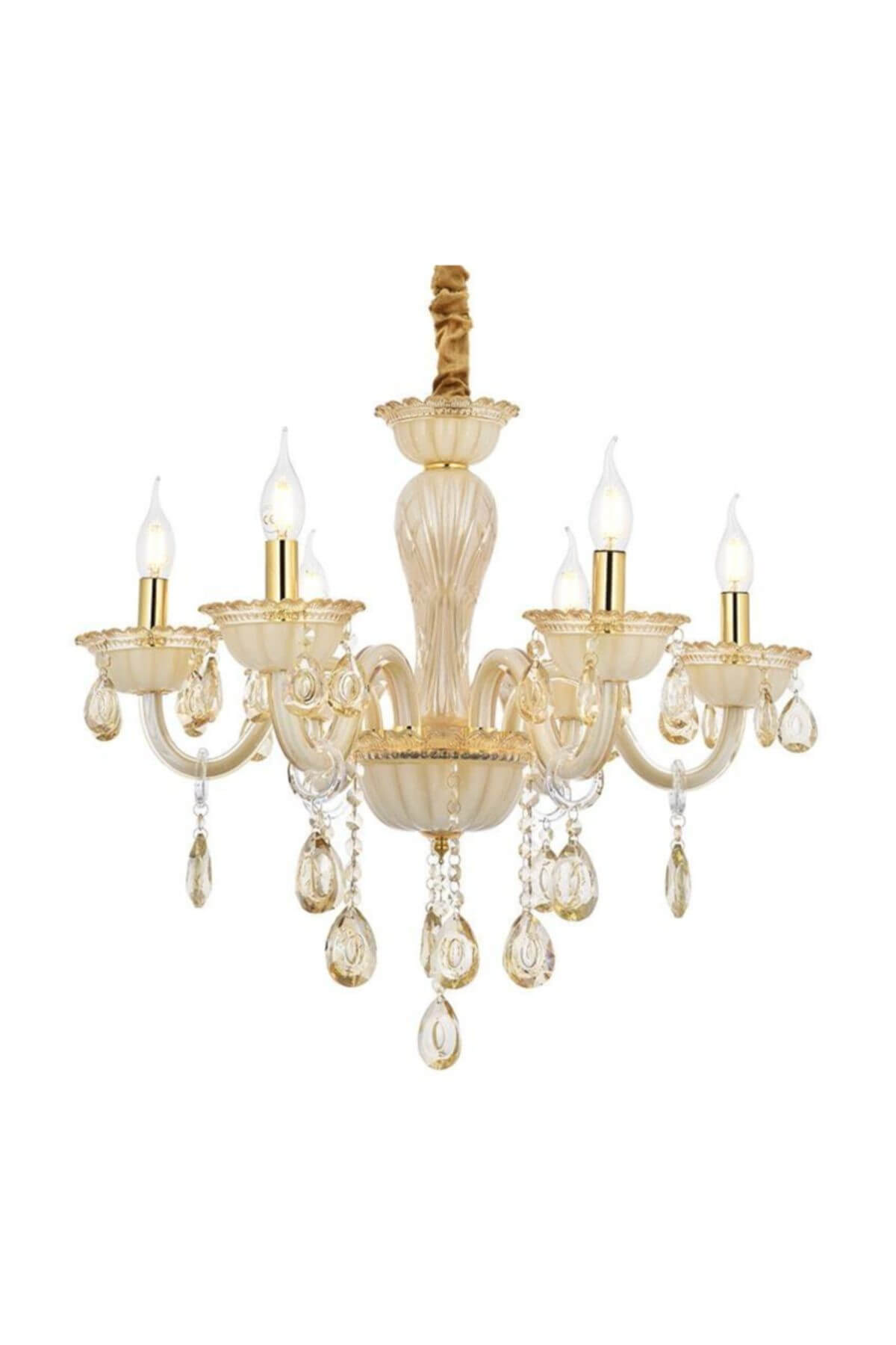Er2170-6 6-Piece Glass Arm Chandelier