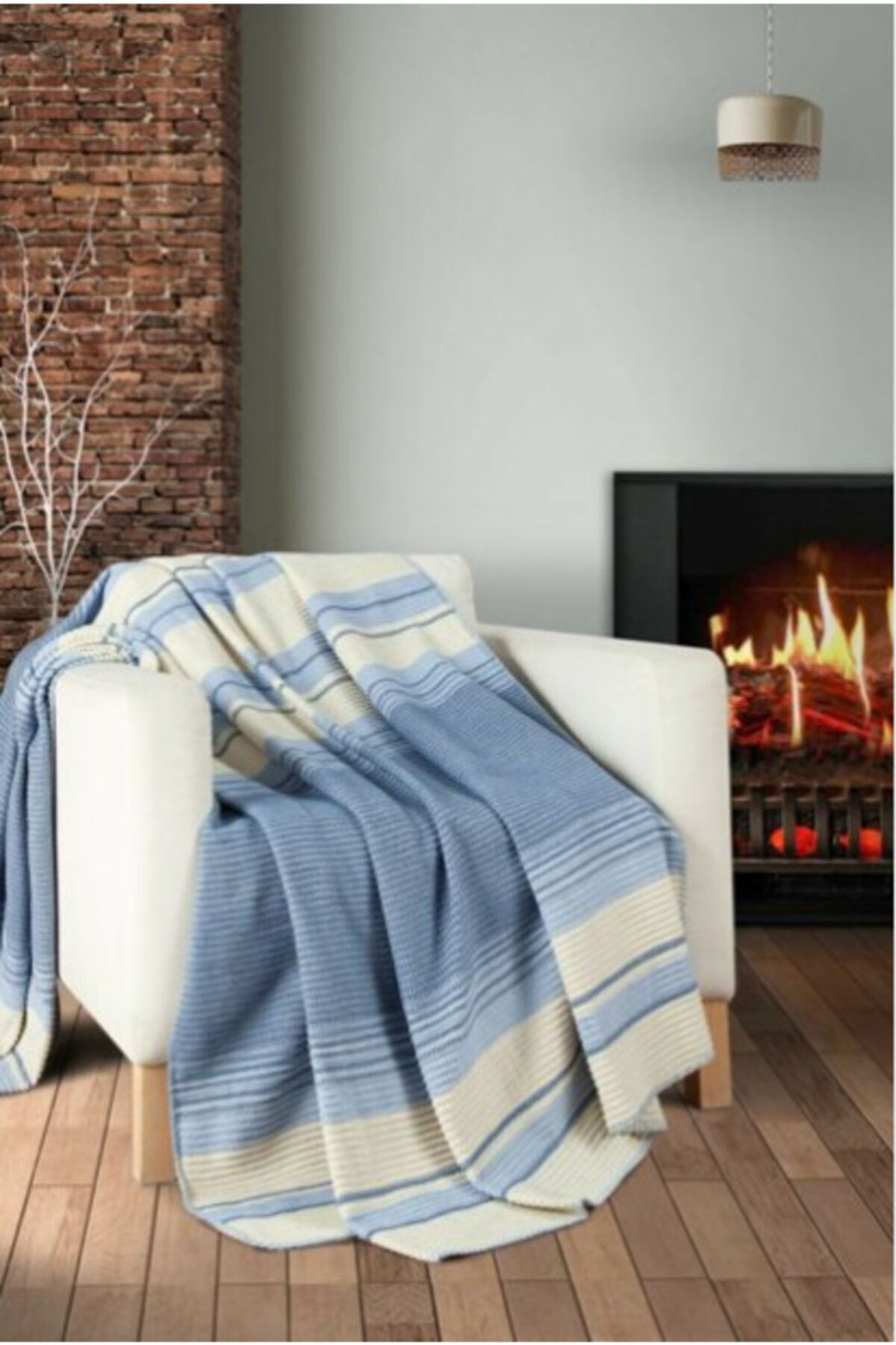 GENÇEV HOME COLLECTİONS Pătură Dublă Albastră Tricotată 180x220 - Mărime unică