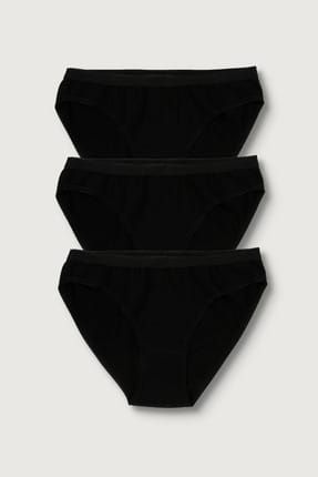 Kadın Siyah 3'lü Paket Bikini Külot ELF568T0635CCM3