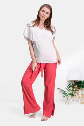 Krem Kadın Pantolon Bluz Takım PC7549-S