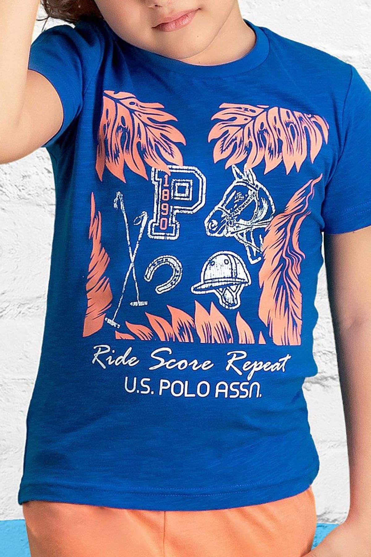 کت و شلوار برمودای پسرانه آبی با مجوز ساکس U.S. Polo Assn.