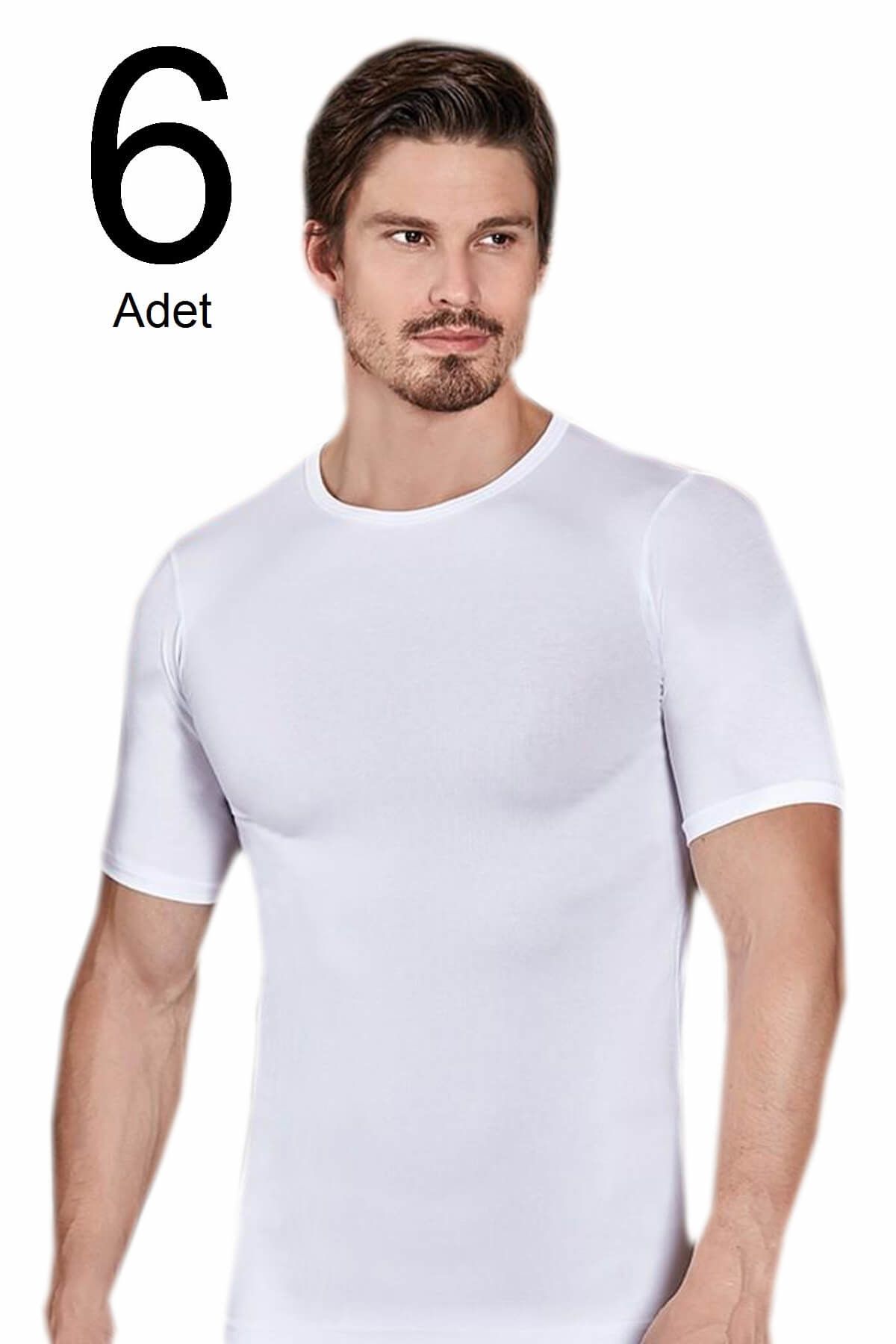 Berrak-Men's White 6-Pack Crew Neck Undershirt ELF568BER10246 1