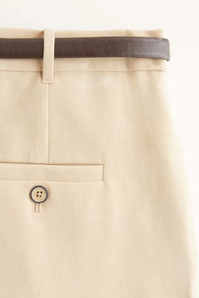 Mango Kadin Orta Kahverengi Kemerli Duz Kesim Pantolon 51060422 Fiyati Yorumlari Trendyol
