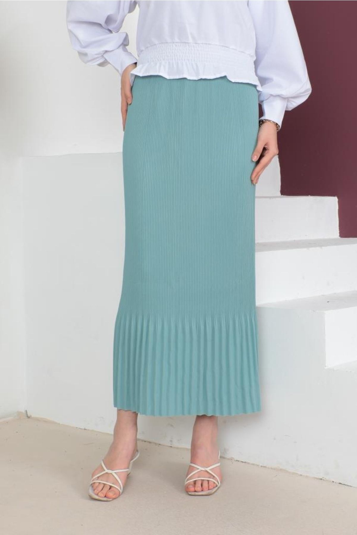benguen 205 Pi li seli Hijab Skirt Mint Green Trendyol