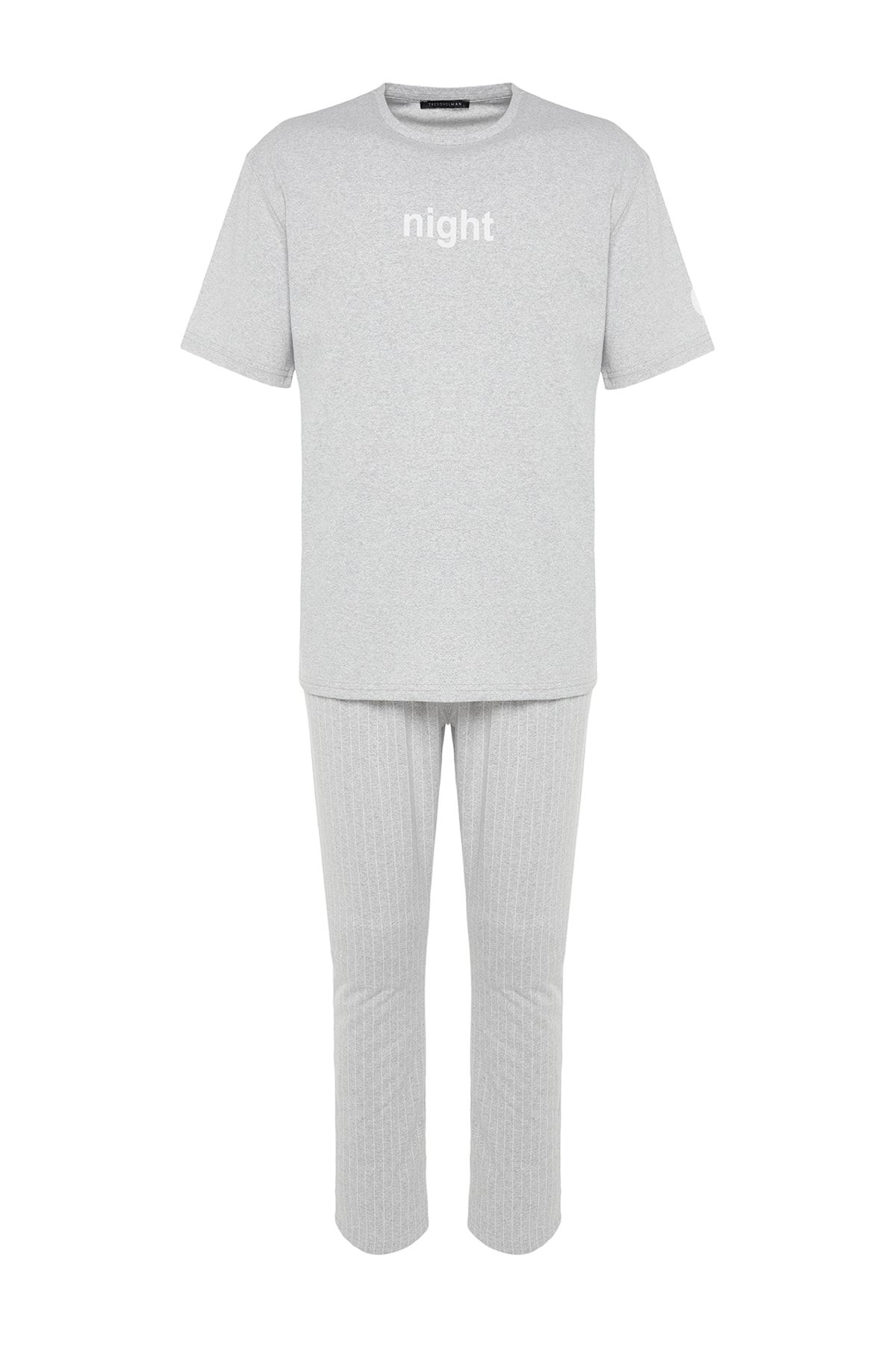 Plaid & Slogan Graphic Pajama Set