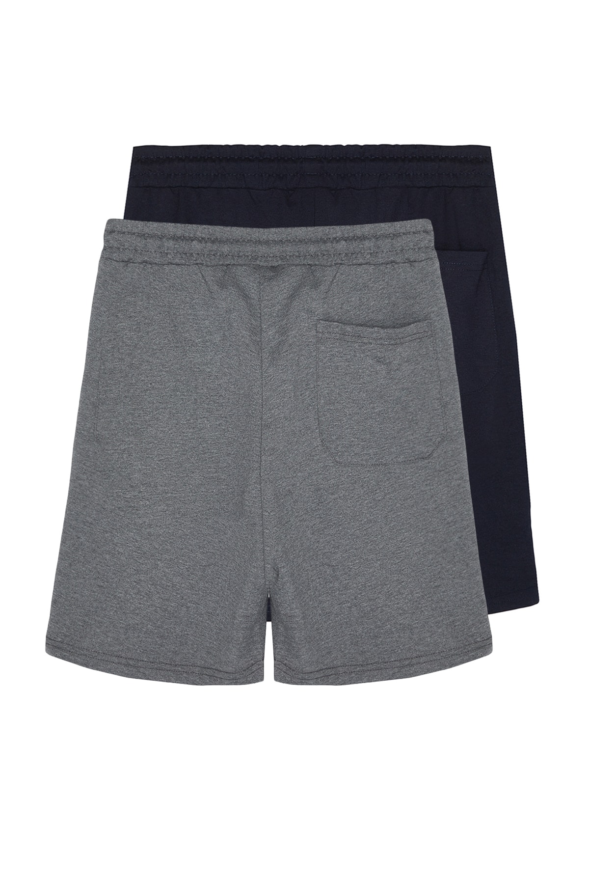 Trendyolmilla  Antrasit-Lacivert Basic Regular/Normal Kesim Düz 2'li Paket Şort TMNSS21SR0095 - Görsel 3