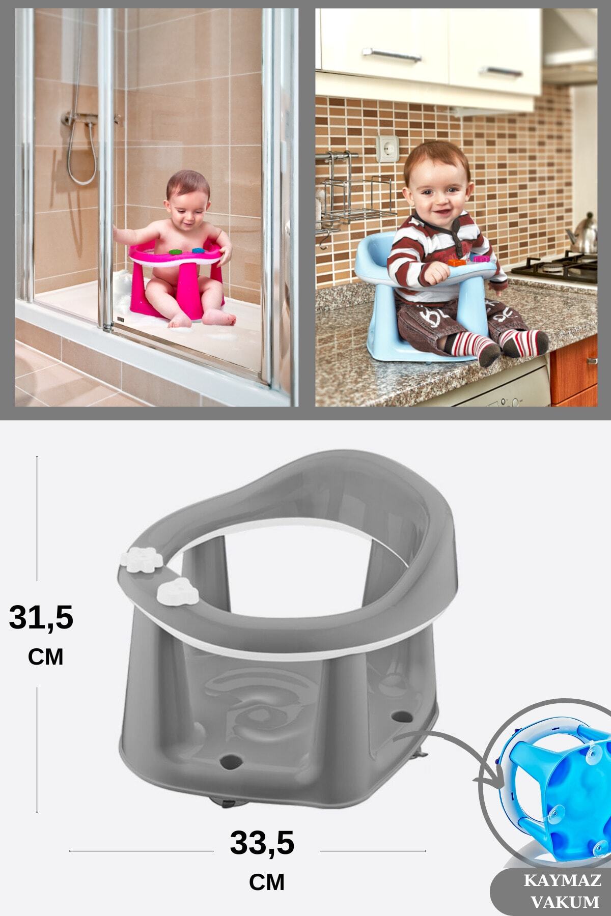 Flosoft Vakumlu Bebek Banyo  Mama Oturağı + Silicolife 2 Adet Silikon Mama Kaşığı Hediye fotoğrafı 2 (önizleme)