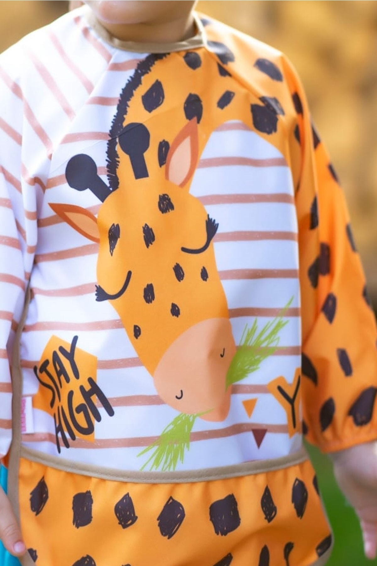 dubi baby Zürafa Desenli Uzun Kollu Unisex Bebek Mama Önlüğü (Sıvı Gecirmez)0-3 yaş fotoğrafı 2 (önizleme)
