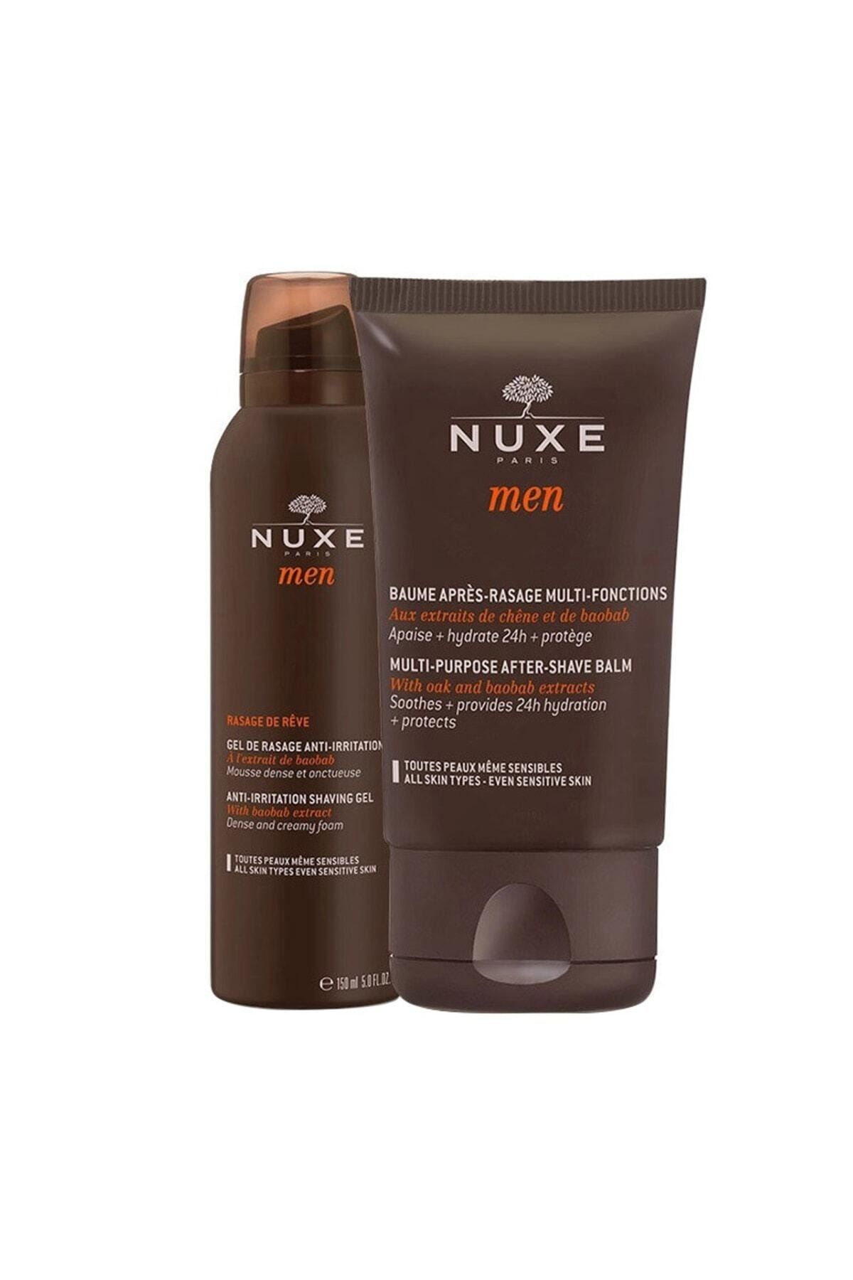 Nuxe ژل اصلاح مردانه با حجم ۱۵۰ میلی لیتر و بالم ۵۰ میلی لیتر برای تمام انواع پوست (شامل پوست حساس)