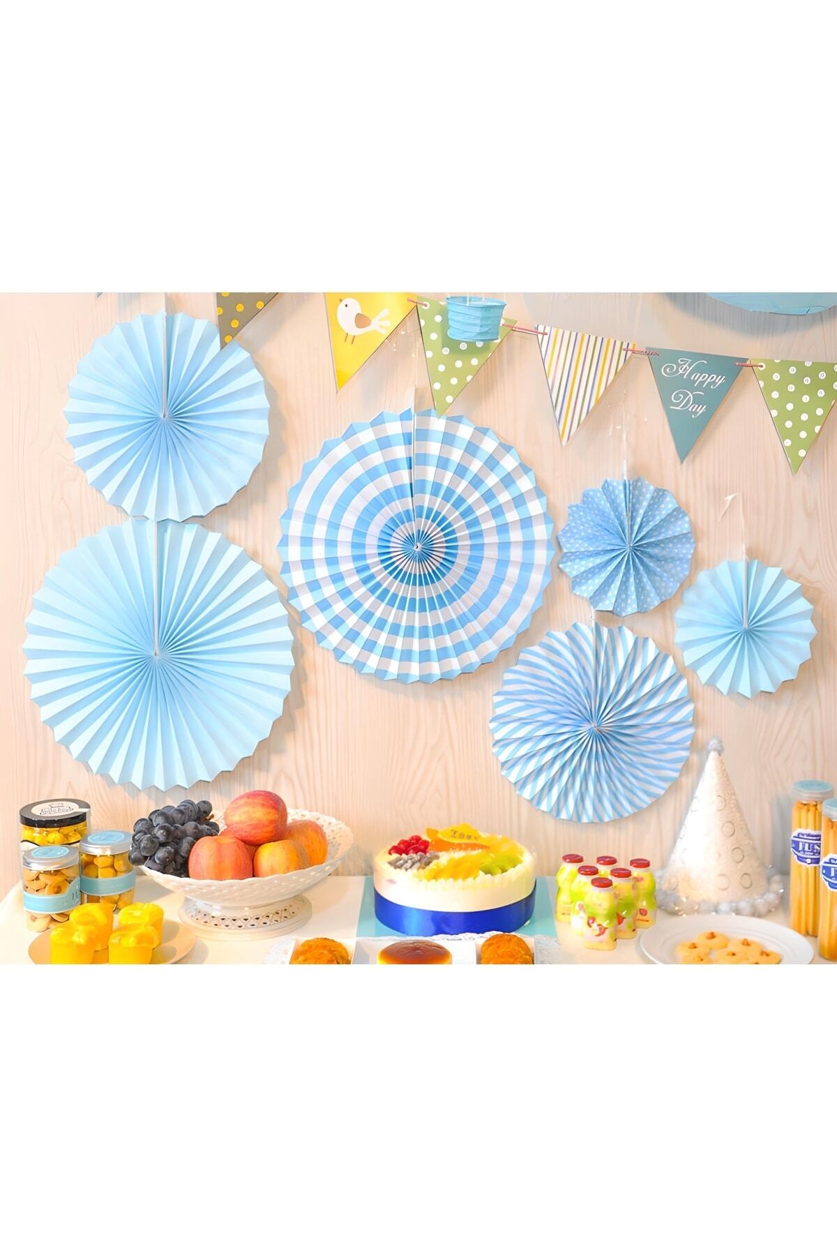 Big Party Yelpaze Mavi Set 6 'lı