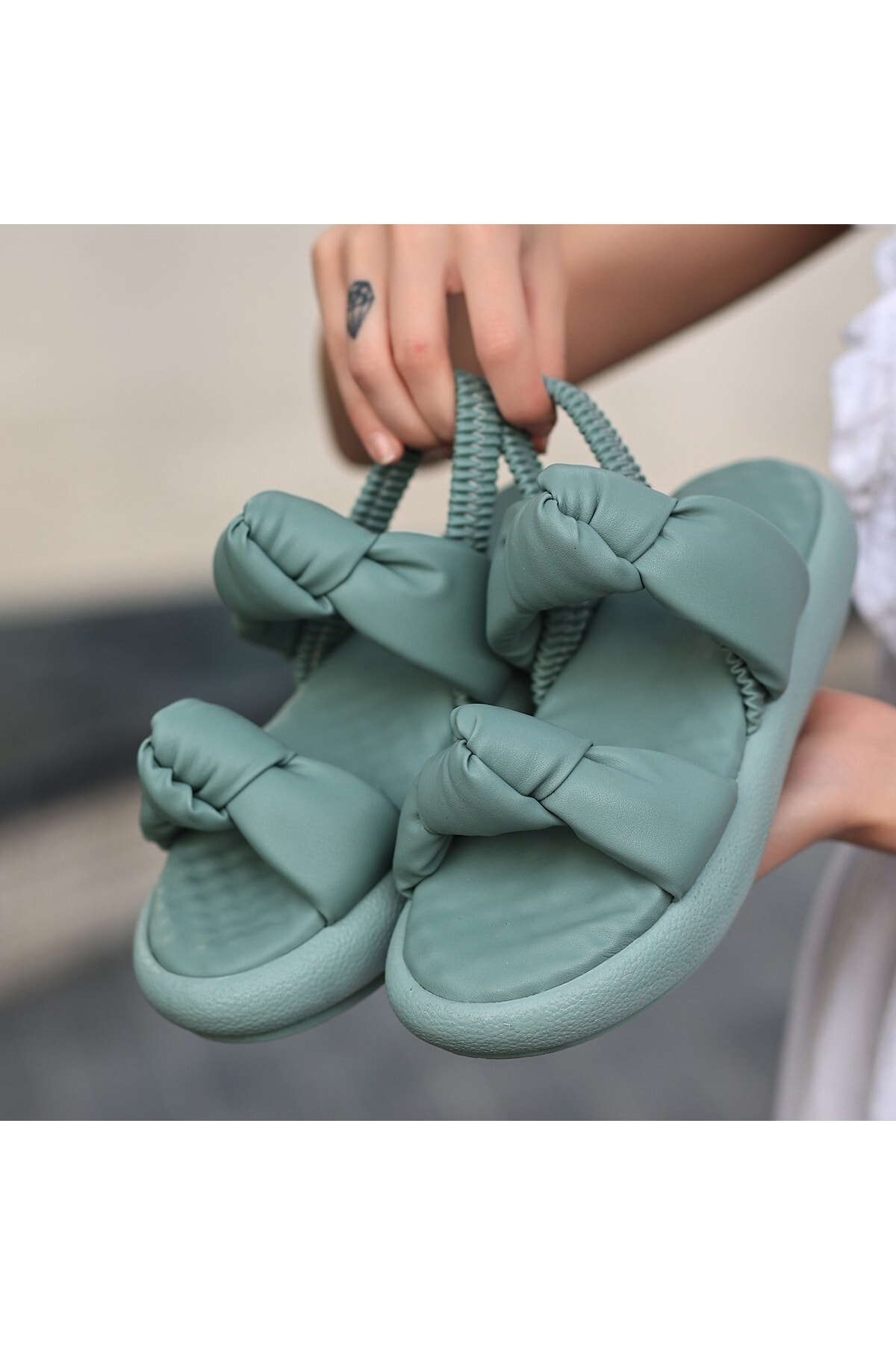 Mint Yeşili Cilt Sandalet