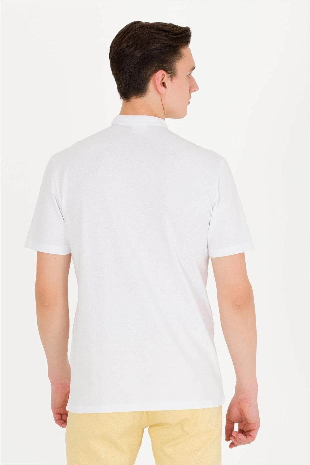تی شرت سفید مردانه تیشرت یقه اورجینال U.S. Polo Assn.