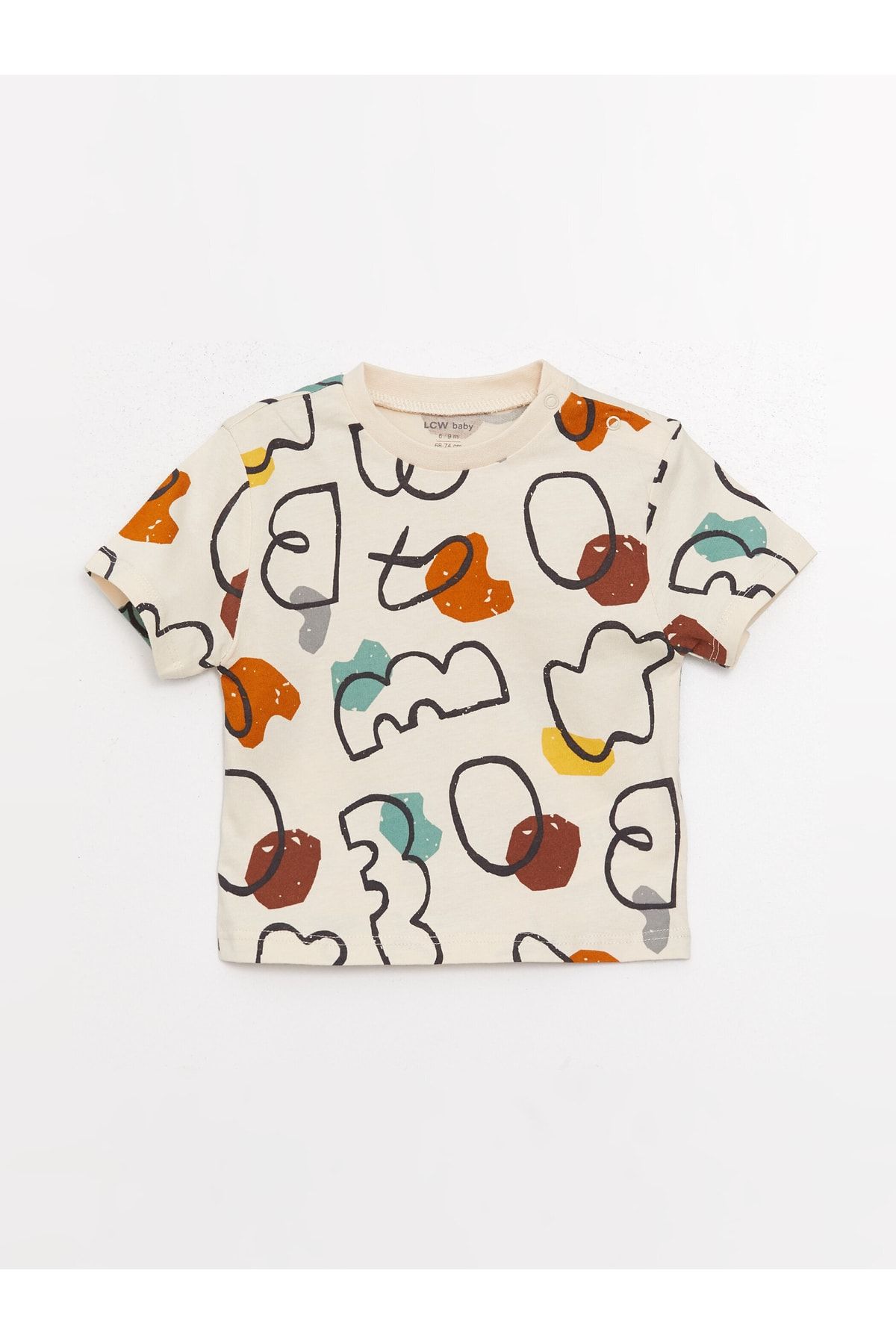 LC Waikiki-Bedrucktes T-Shirt und Salopet für Babys, Jungen, Rundhalsausschnitt, kurzärmlig, 2er-Set 3