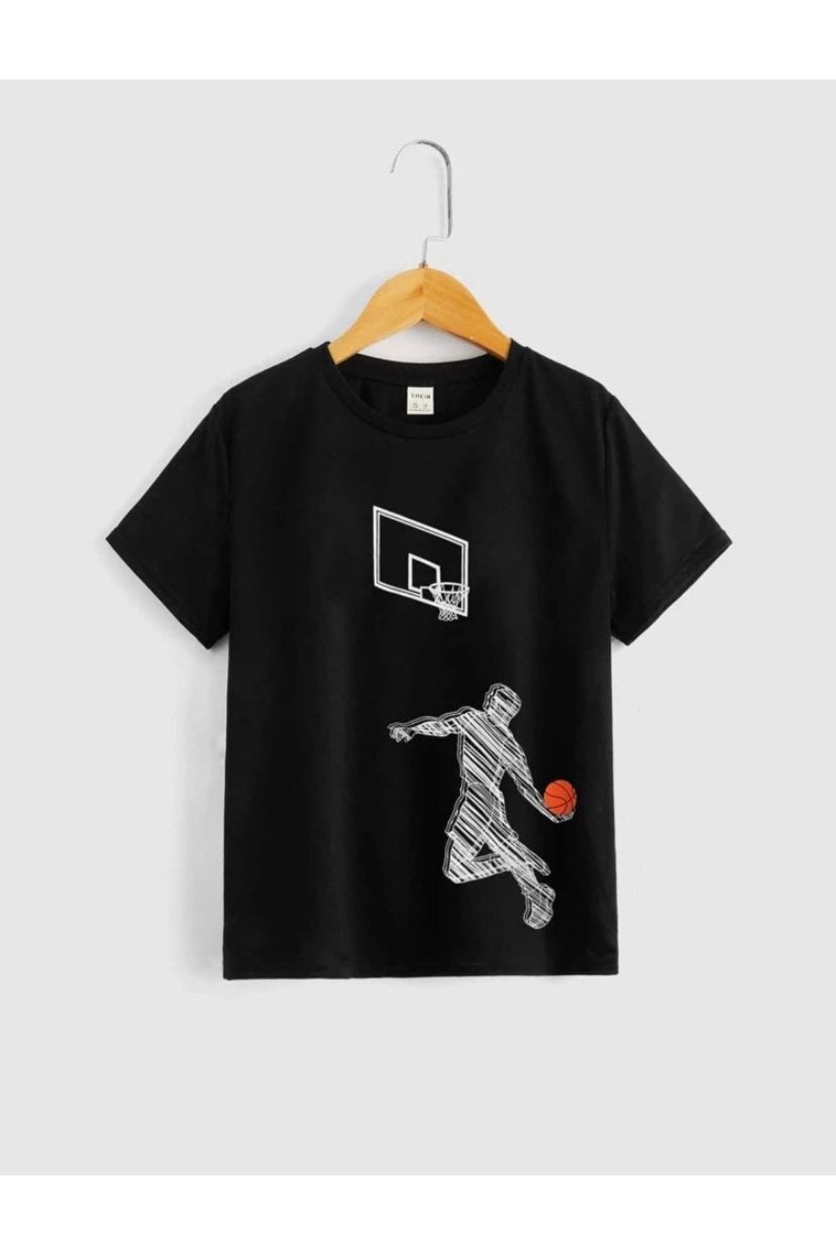 MORNİNG KİDS Tricou Pentru Copii Cu Imprimeu Cu Coș De Baschet Astronaut Negru Masculin - 13–14 years