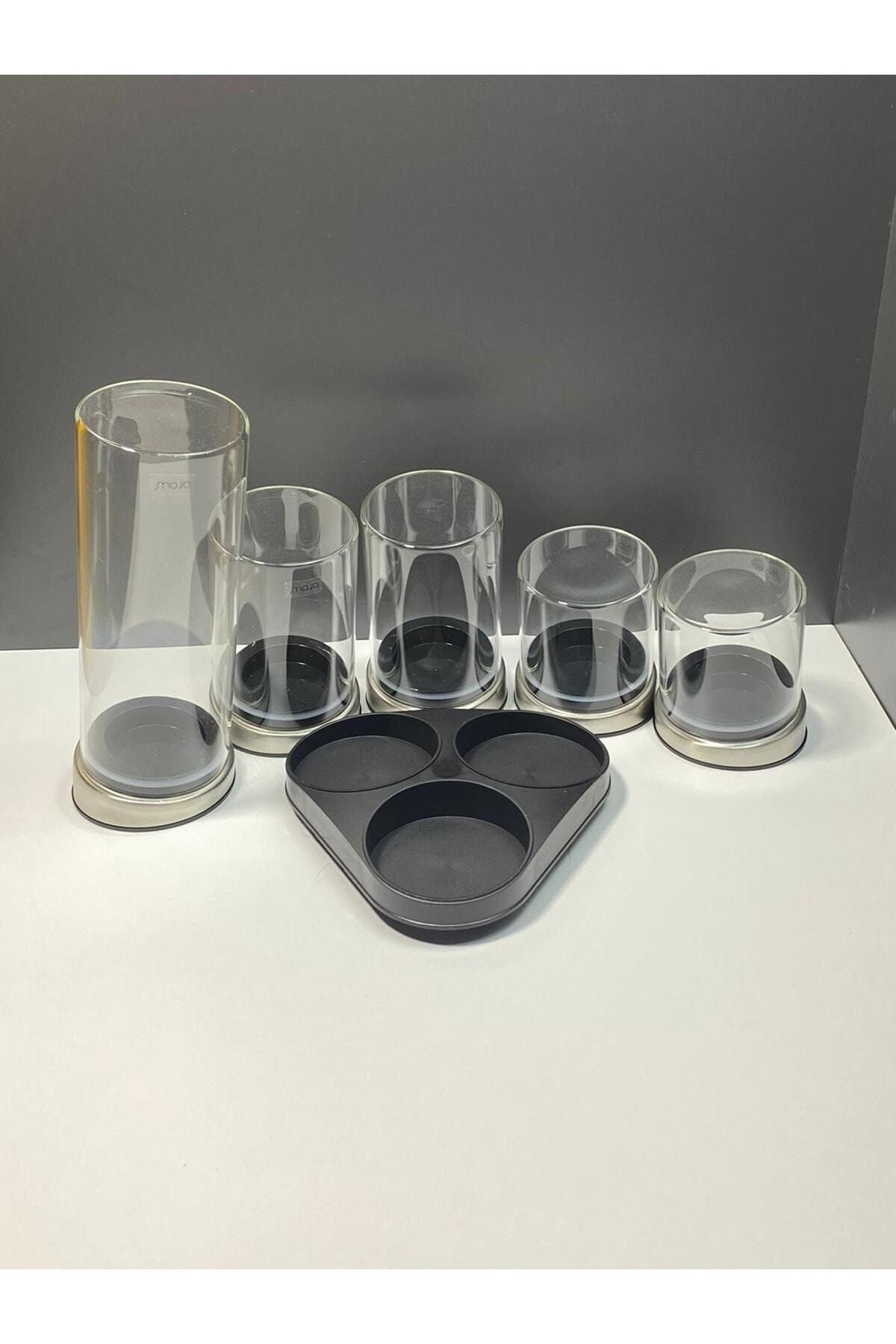 AROW-Rena 3480 - 6 Piece Glass Spice Rack Set, Spice Set with Rotating StanD 6