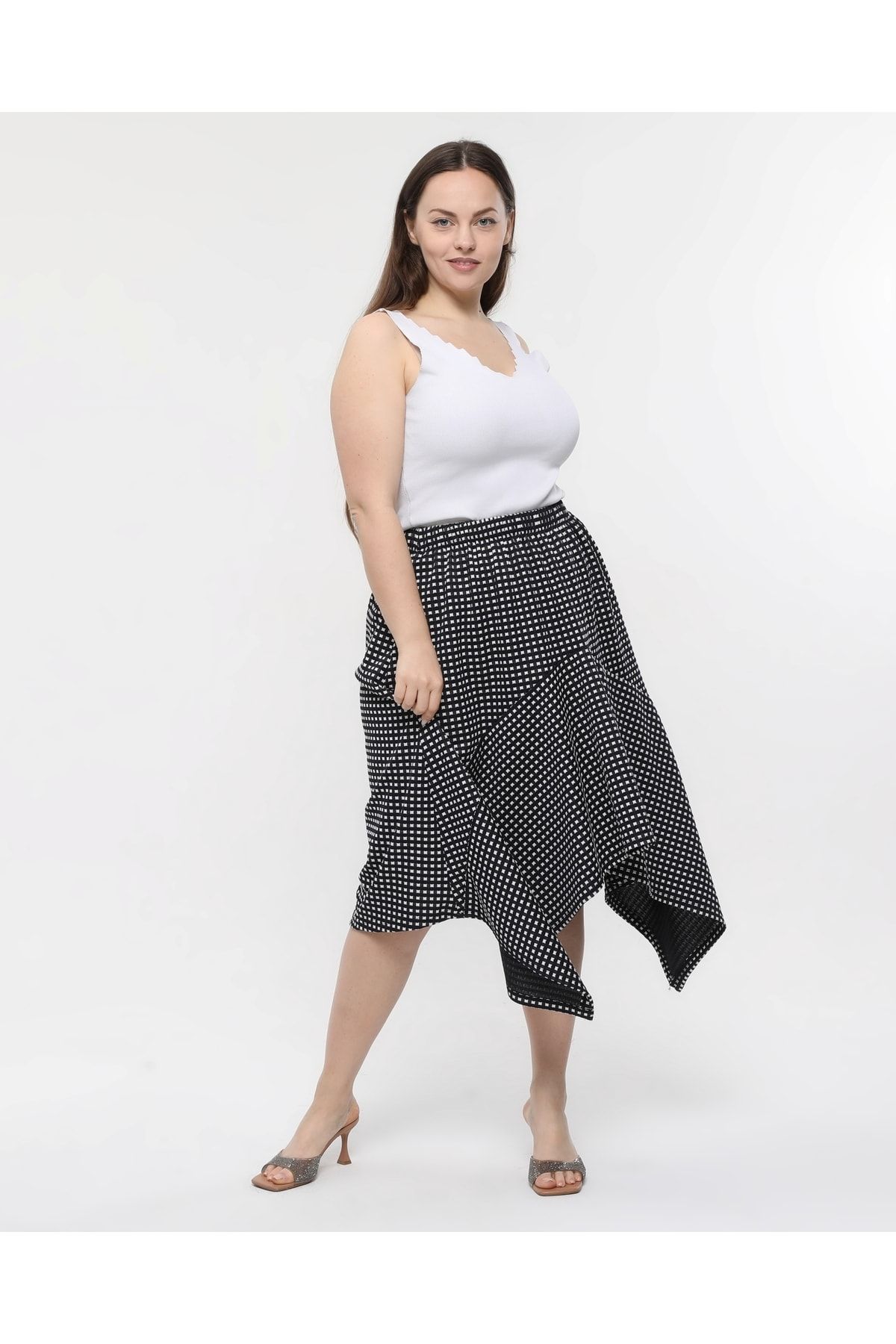 Gingham asymmetrical discount skirt
