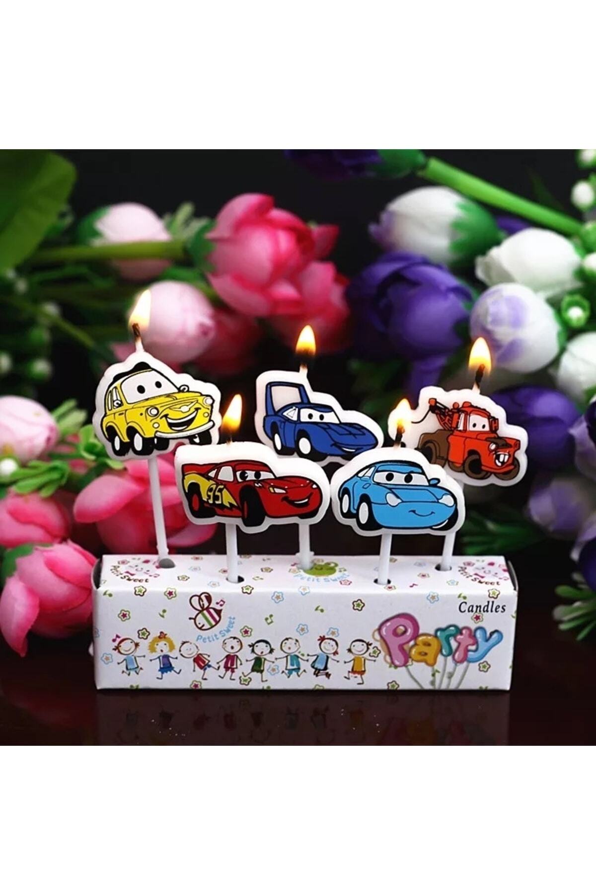 Genel Markalar Cars Bırthday Candle Vıp Kalite Arabalar Pasta Mumu 5 Adet Cars Doğum Günü Mumu Arabalı Pasta Mumu