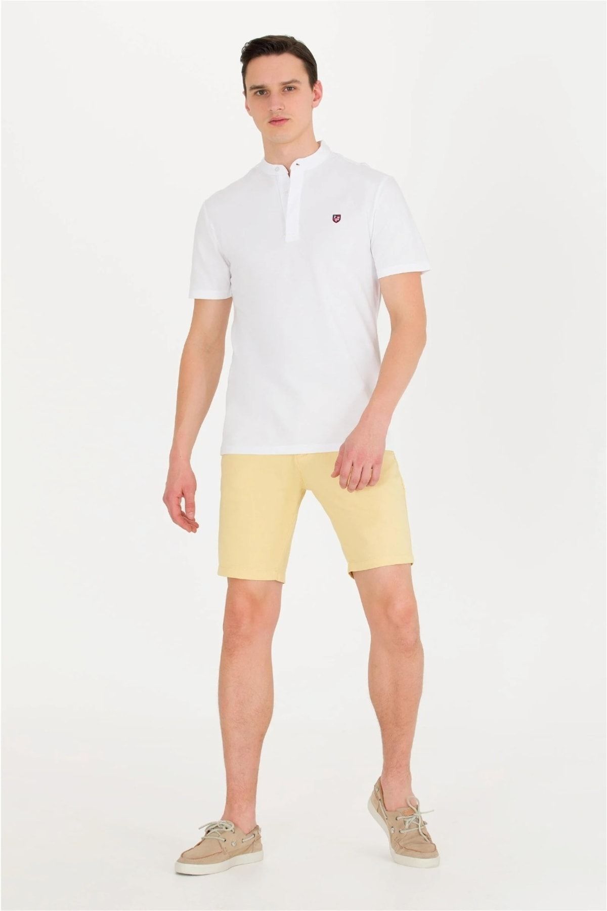 تی شرت سفید مردانه تیشرت یقه اورجینال U.S. Polo Assn.