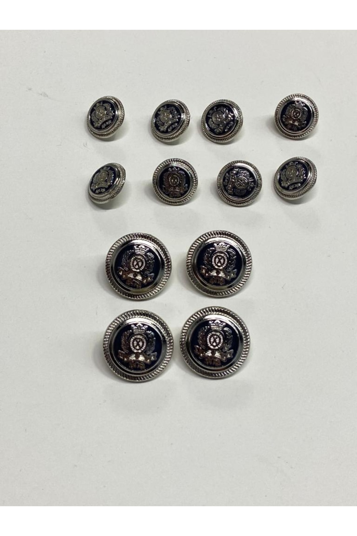 Blazer Jacket Button Set 4+8 Navy Blue Inside Silver