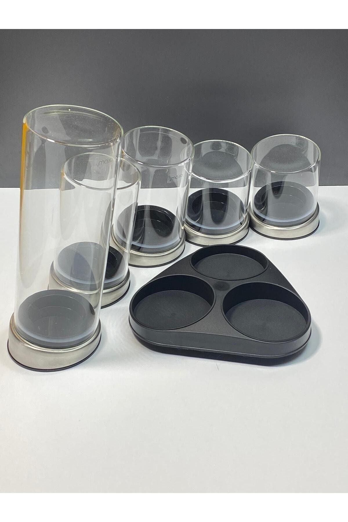 AROW-Rena 3480 - 6 Piece Glass Spice Rack Set, Spice Set with Rotating StanD 2