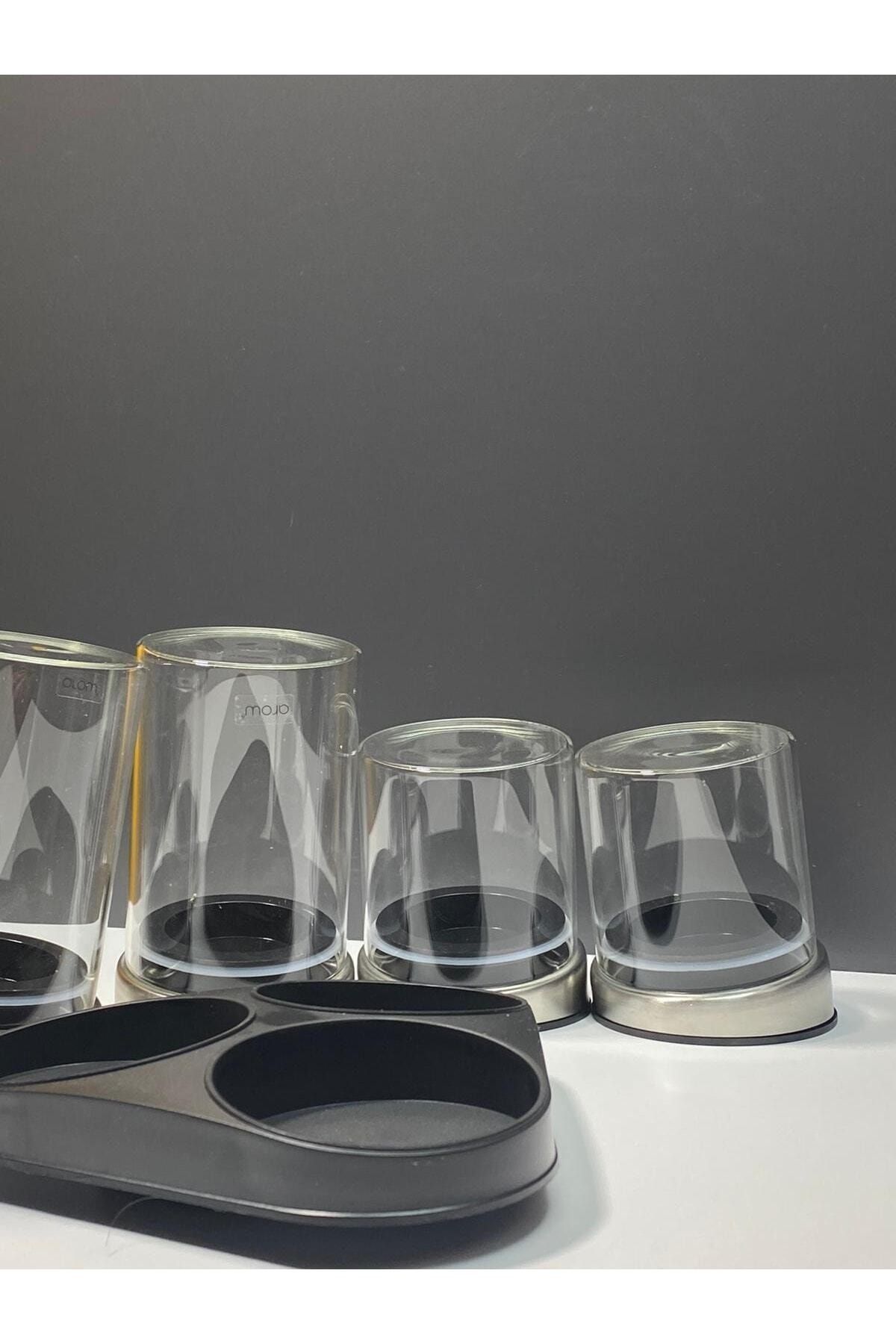 AROW-Rena 3480 - 6 Piece Glass Spice Rack Set, Spice Set with Rotating StanD 3