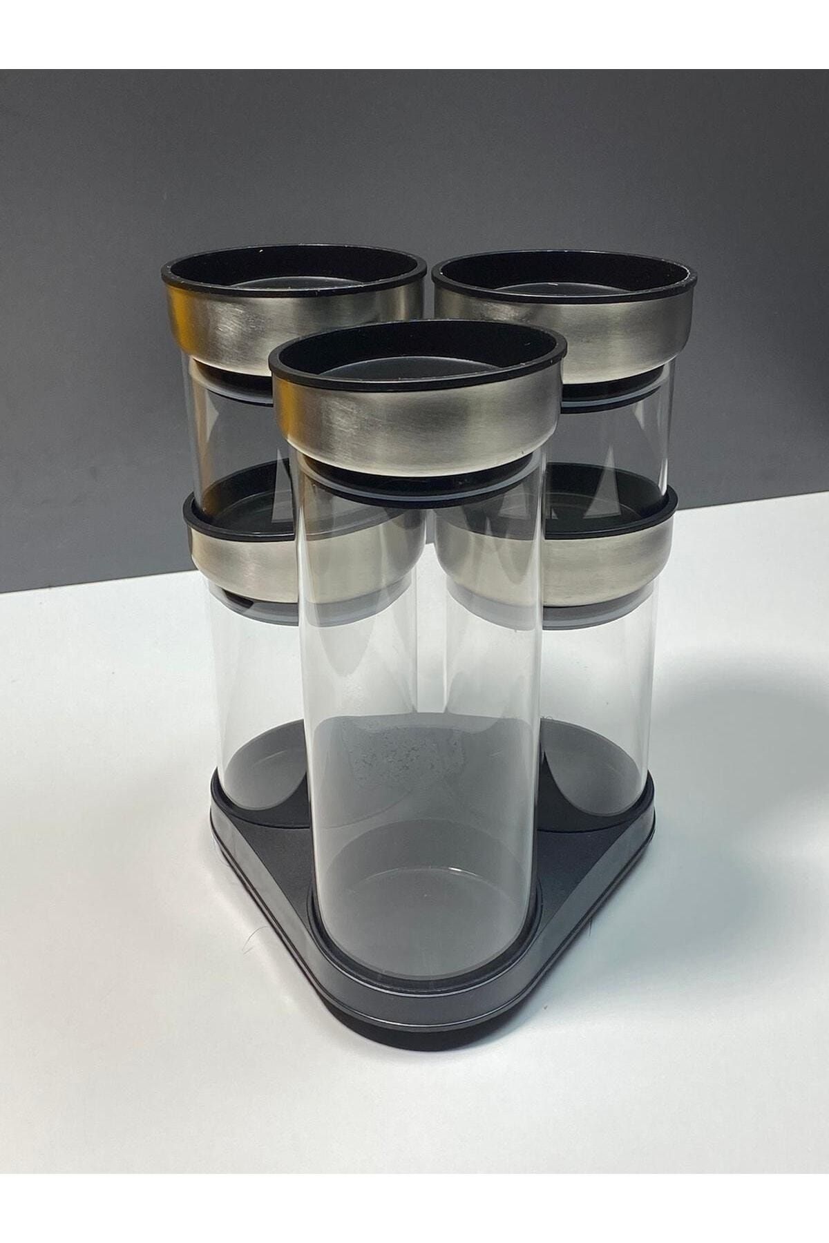AROW-Rena 3480 - 6 Piece Glass Spice Rack Set, Spice Set with Rotating StanD 4