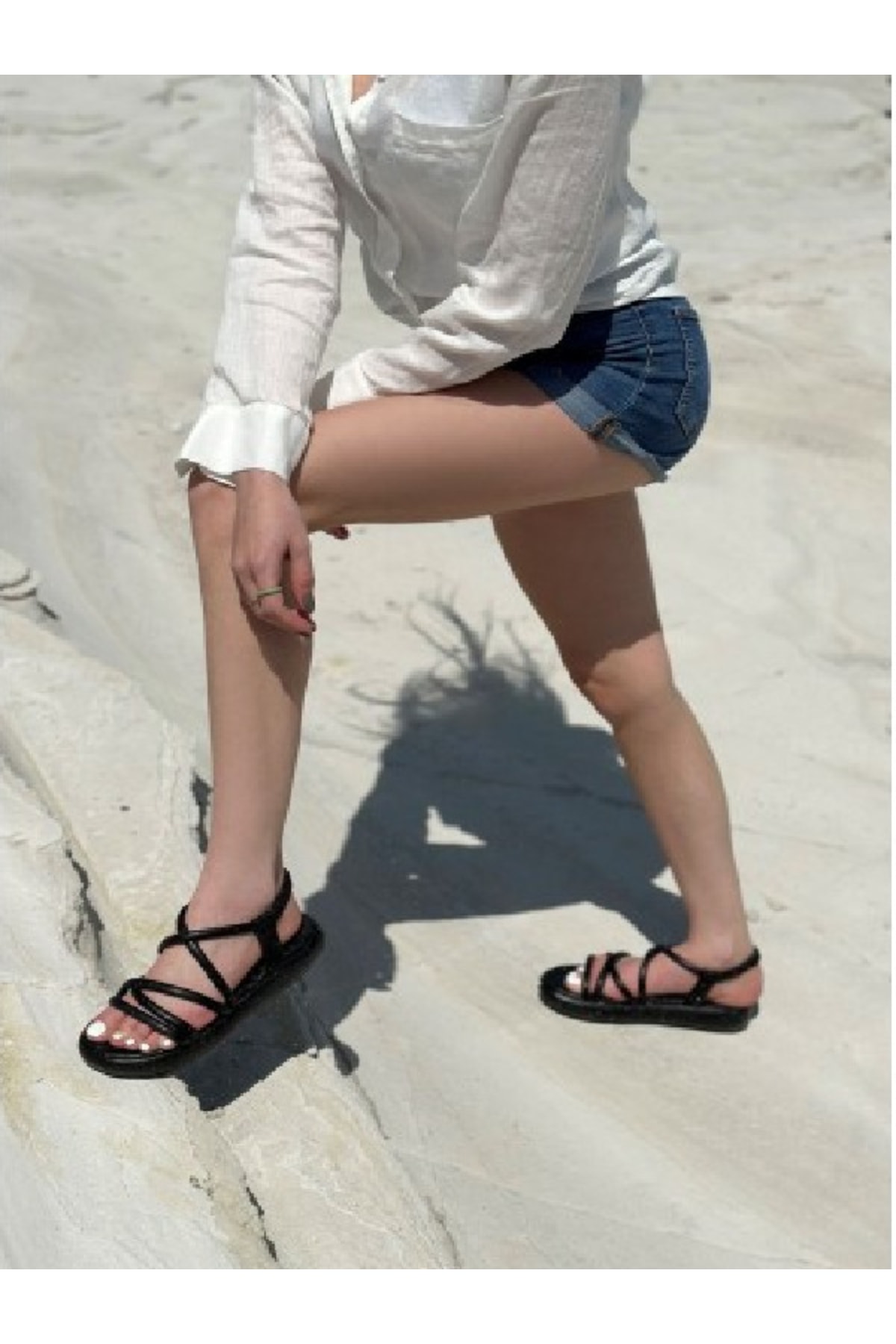 Siyah Cilt Sandalet