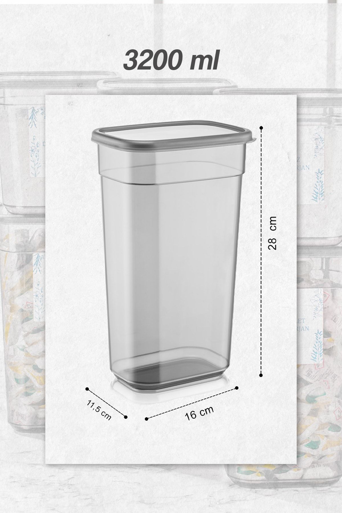 Meleni Home-4 Pieces Elina Jumbo Labeled Rectangular Storage Container - Tablet Detergent Storage Box set 3200 ml 3