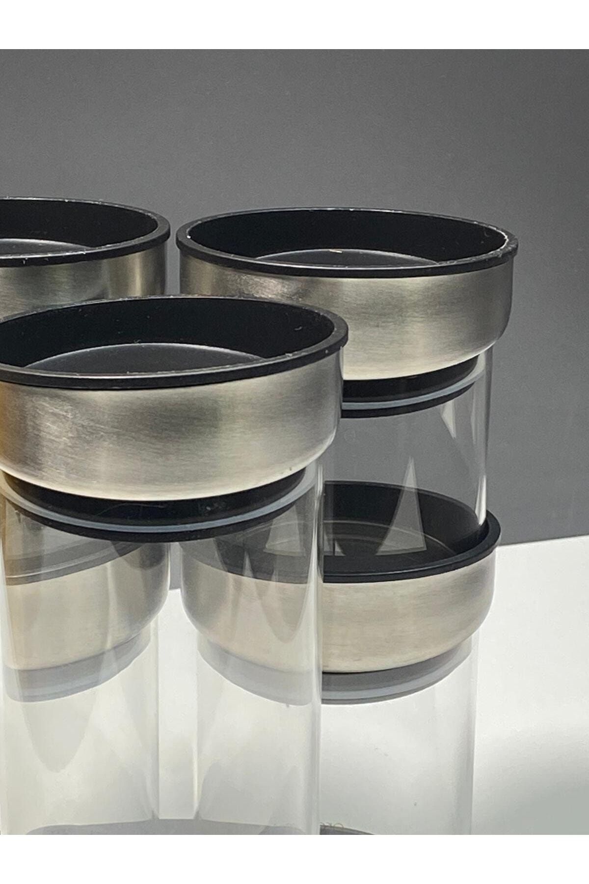 AROW-Rena 3480 - 6 Piece Glass Spice Rack Set, Spice Set with Rotating StanD 5