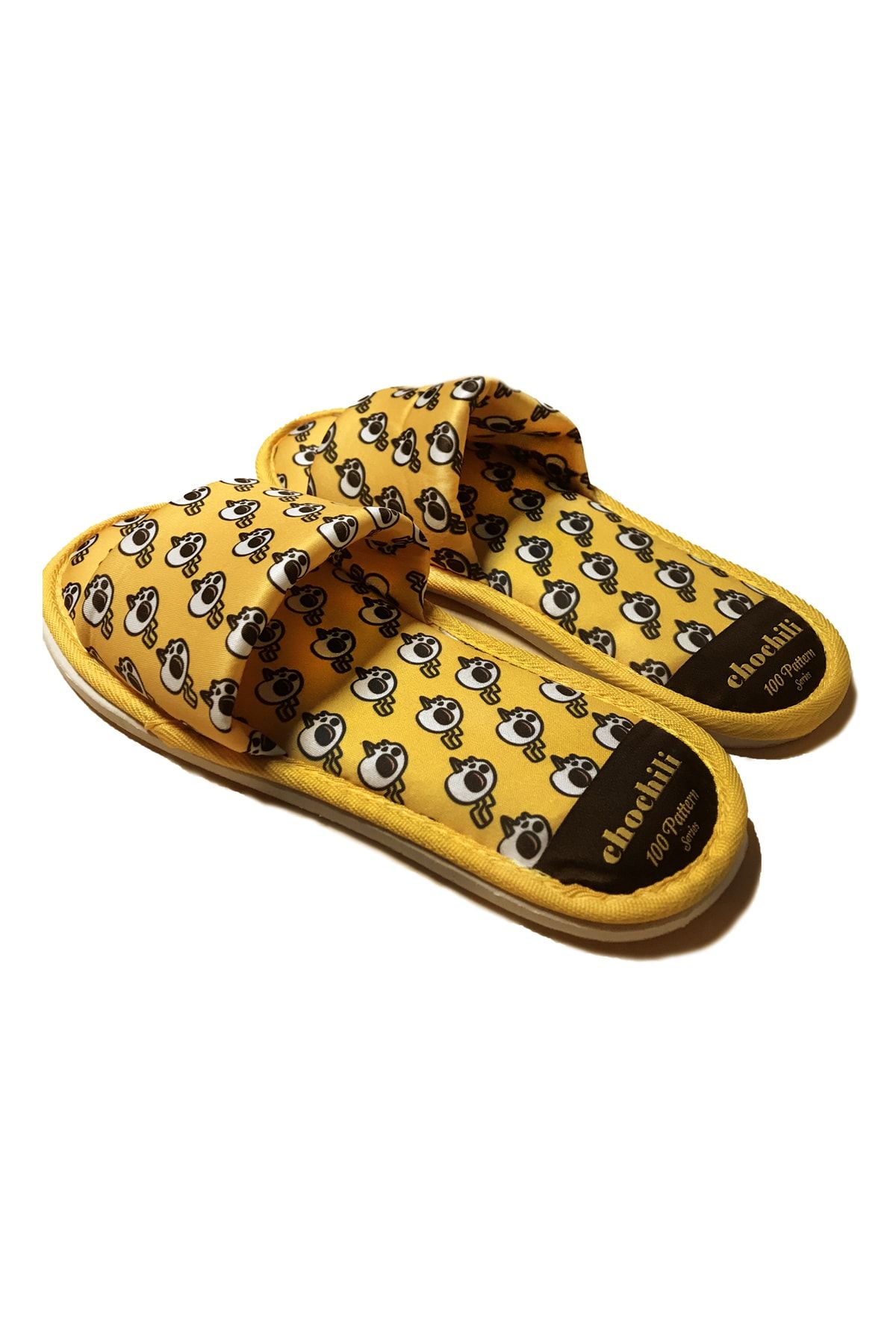 Chochili-Men's Yellow Lightning Patterned Open Front House Slippers 5
