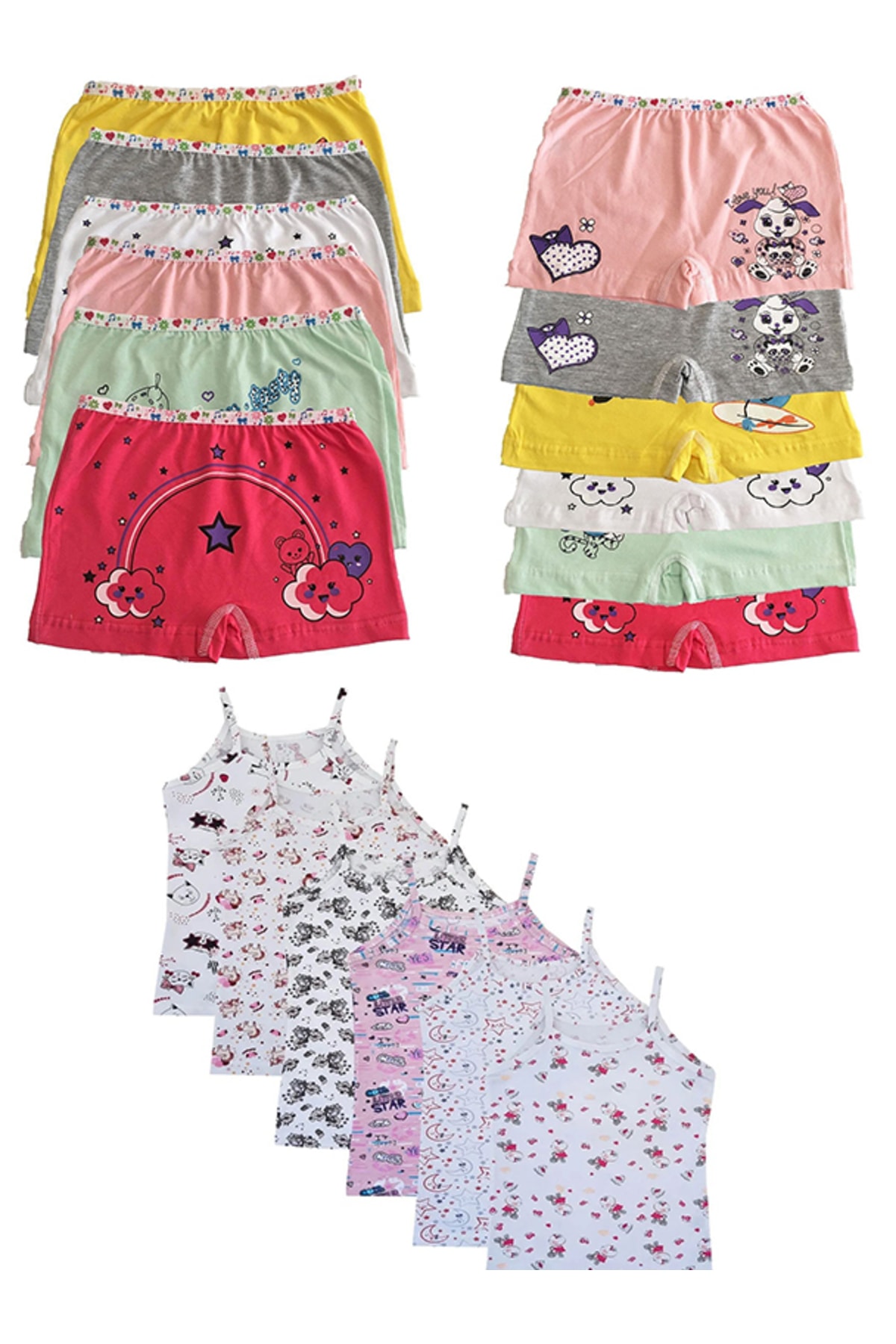 Girl Colorful Lycra Cotton Panties and Singlet 6-Pack