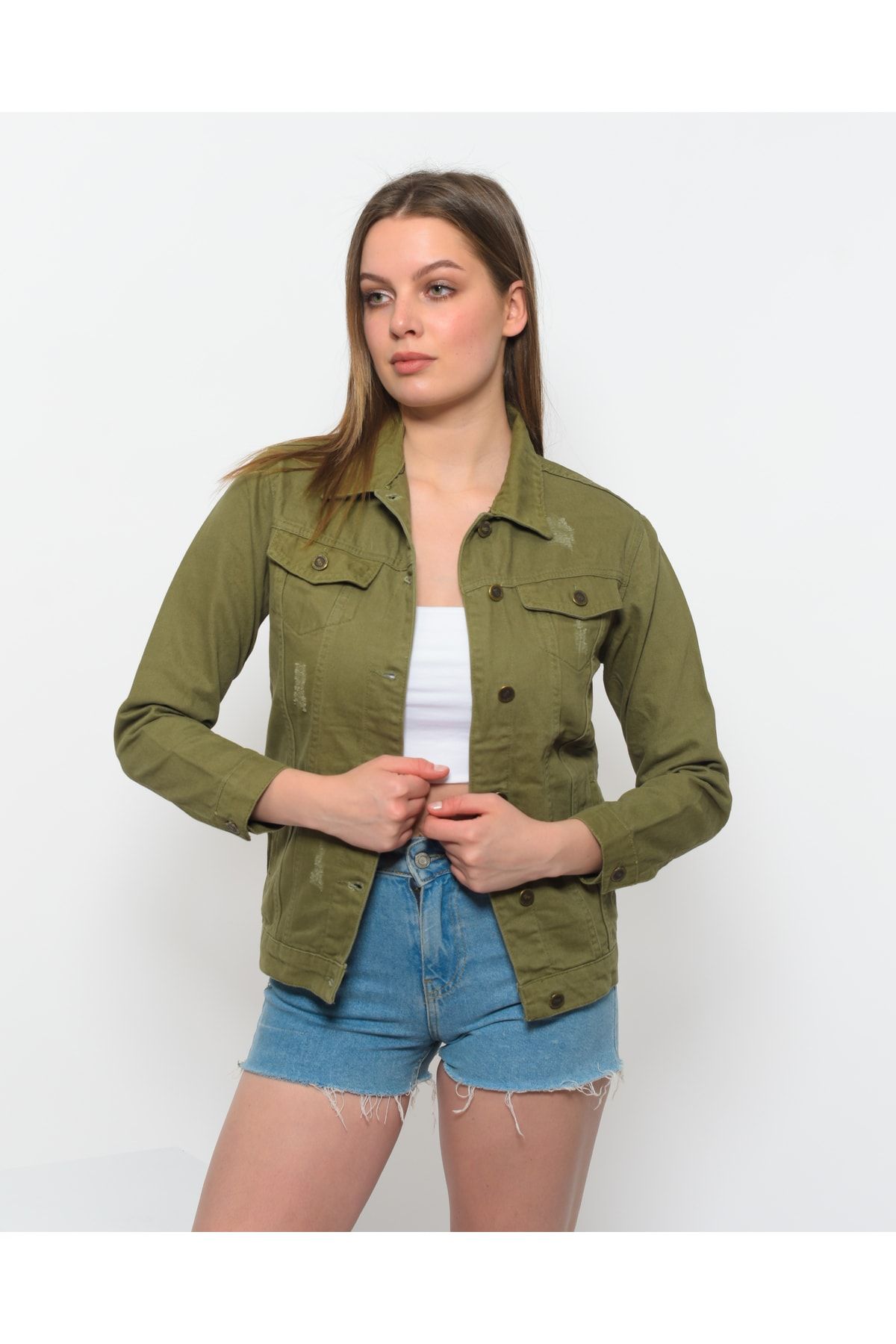 Denim jacket shop green womens