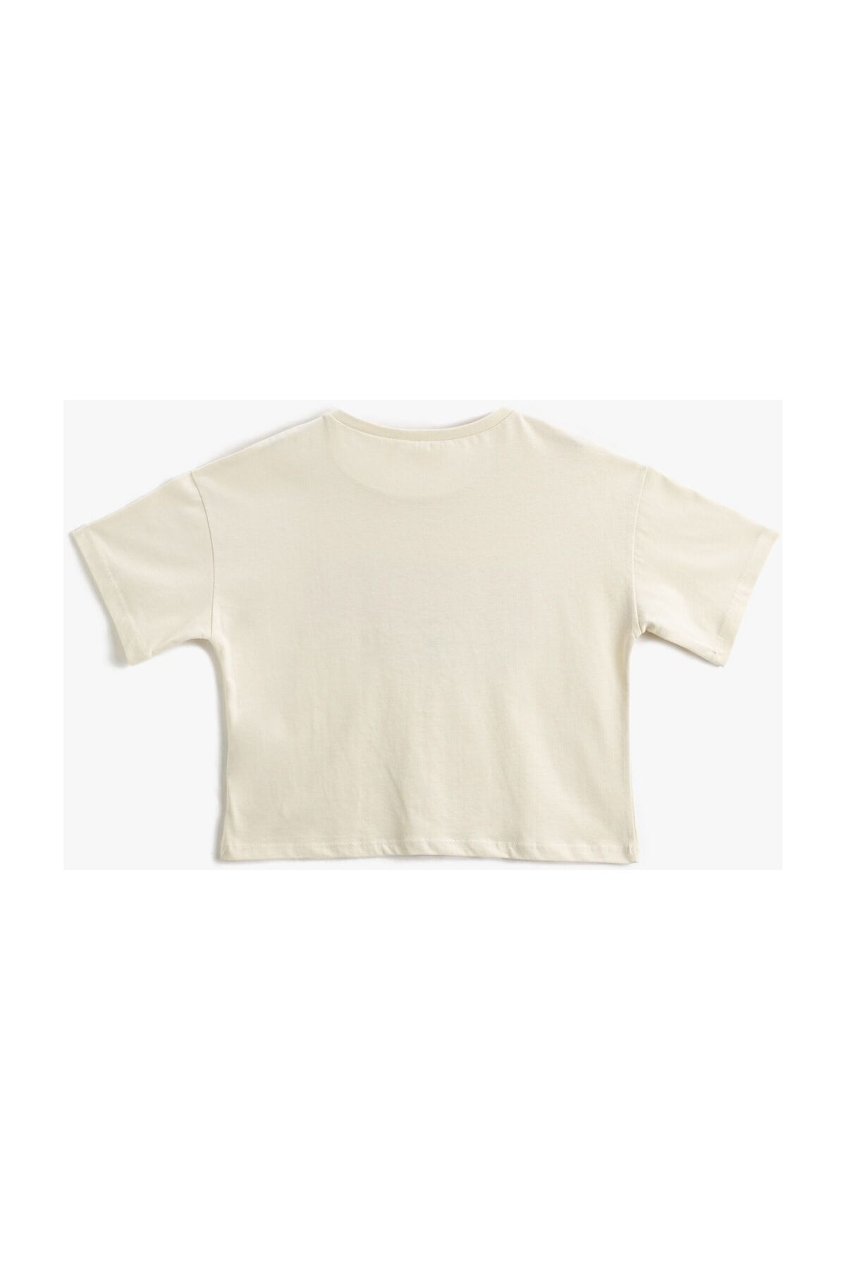 Koton تی شرت کراپ سایز آستین کوتاه یقه خدمه چاپ شده