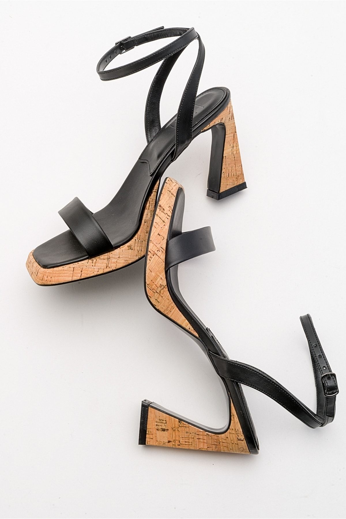 صندل سیاه زنانه کفش پاشنه پوست رینا luvishoes