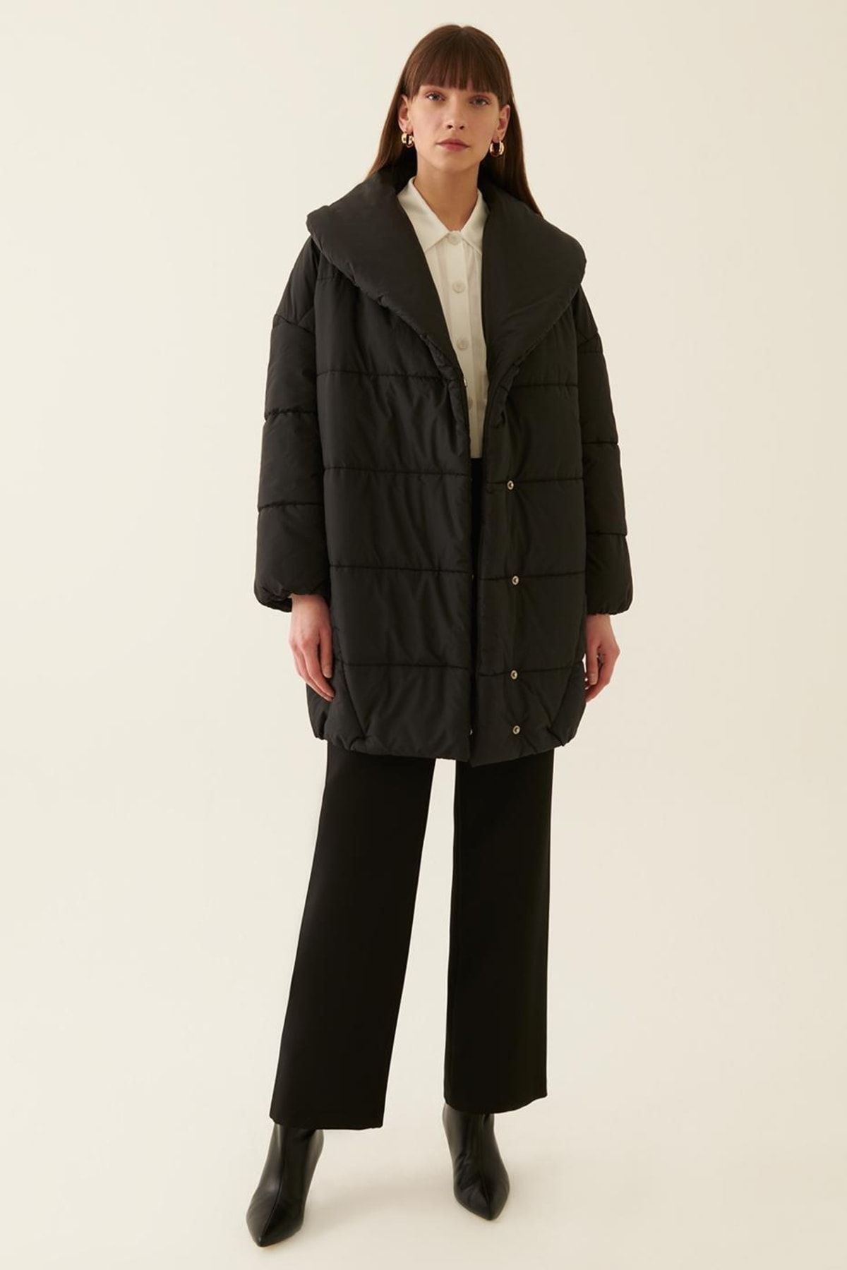 Hooded shawl collar coat top