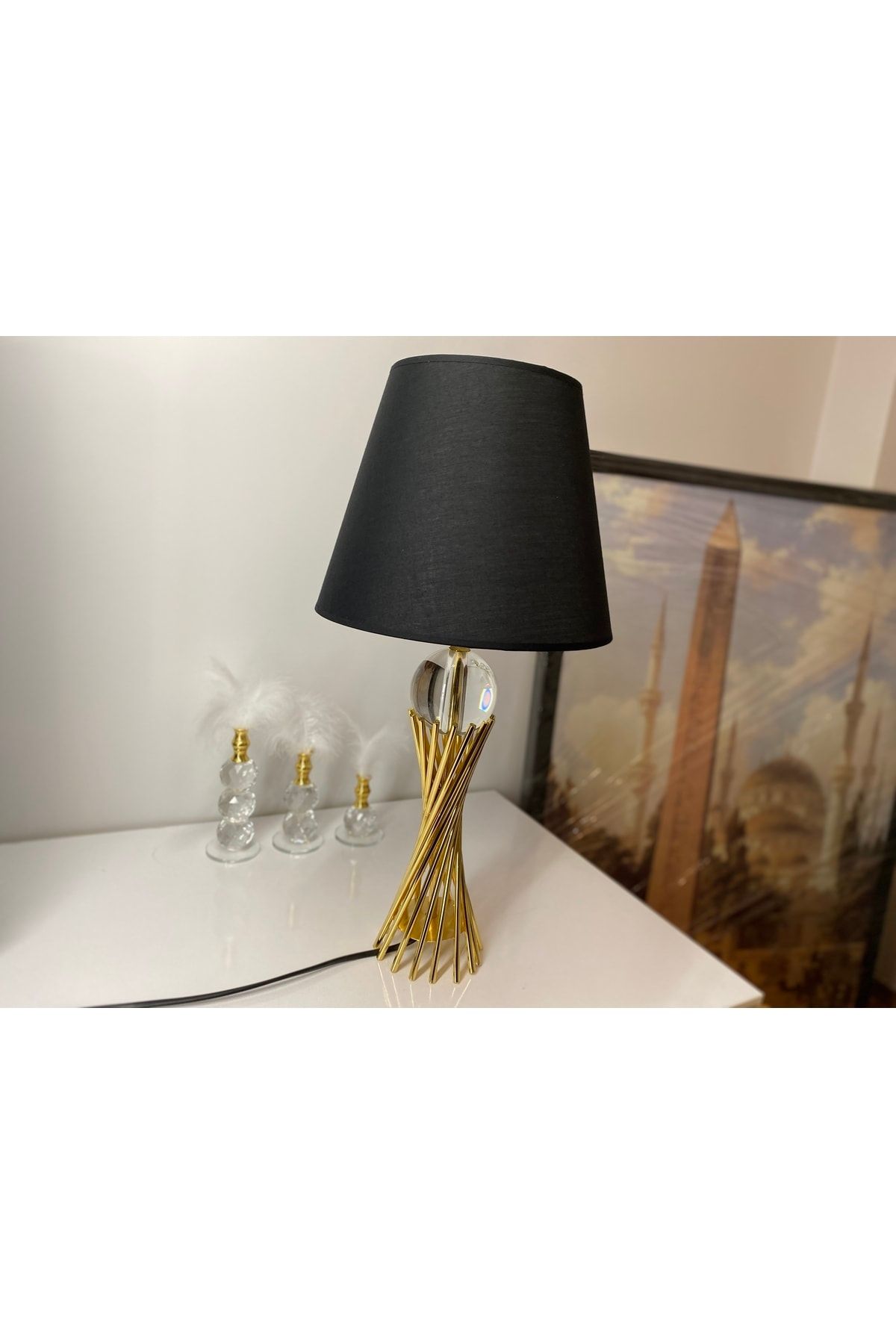 asellus-Misbah Twist Lampshade Table Lamp Crystal Glass Gold Plated, Lampshade 2