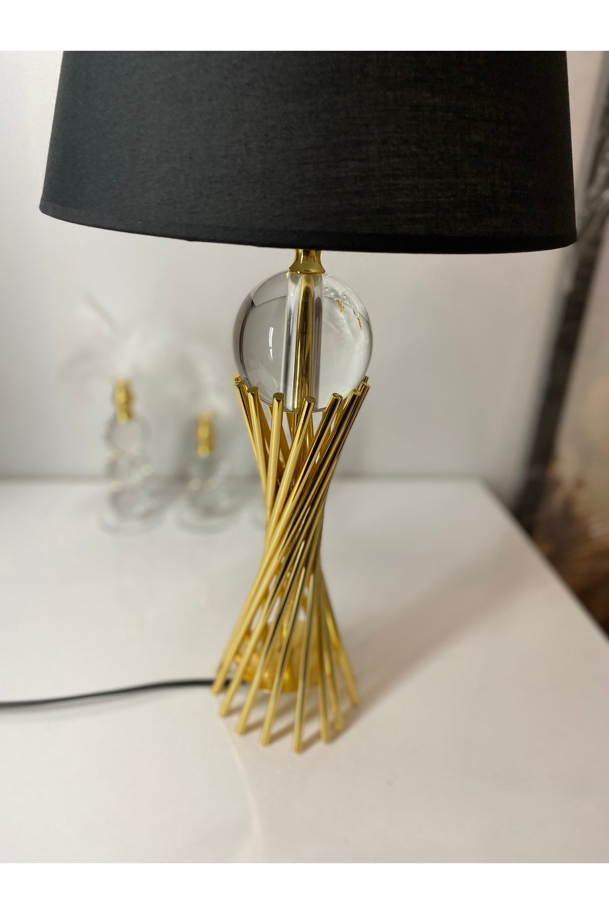 asellus-Misbah Twist Lampshade Table Lamp Crystal Glass Gold Plated, Lampshade 3