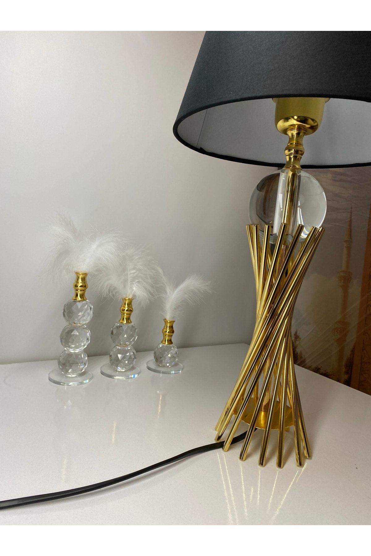 asellus-Misbah Twist Lampshade Table Lamp Crystal Glass Gold Plated, Lampshade 5