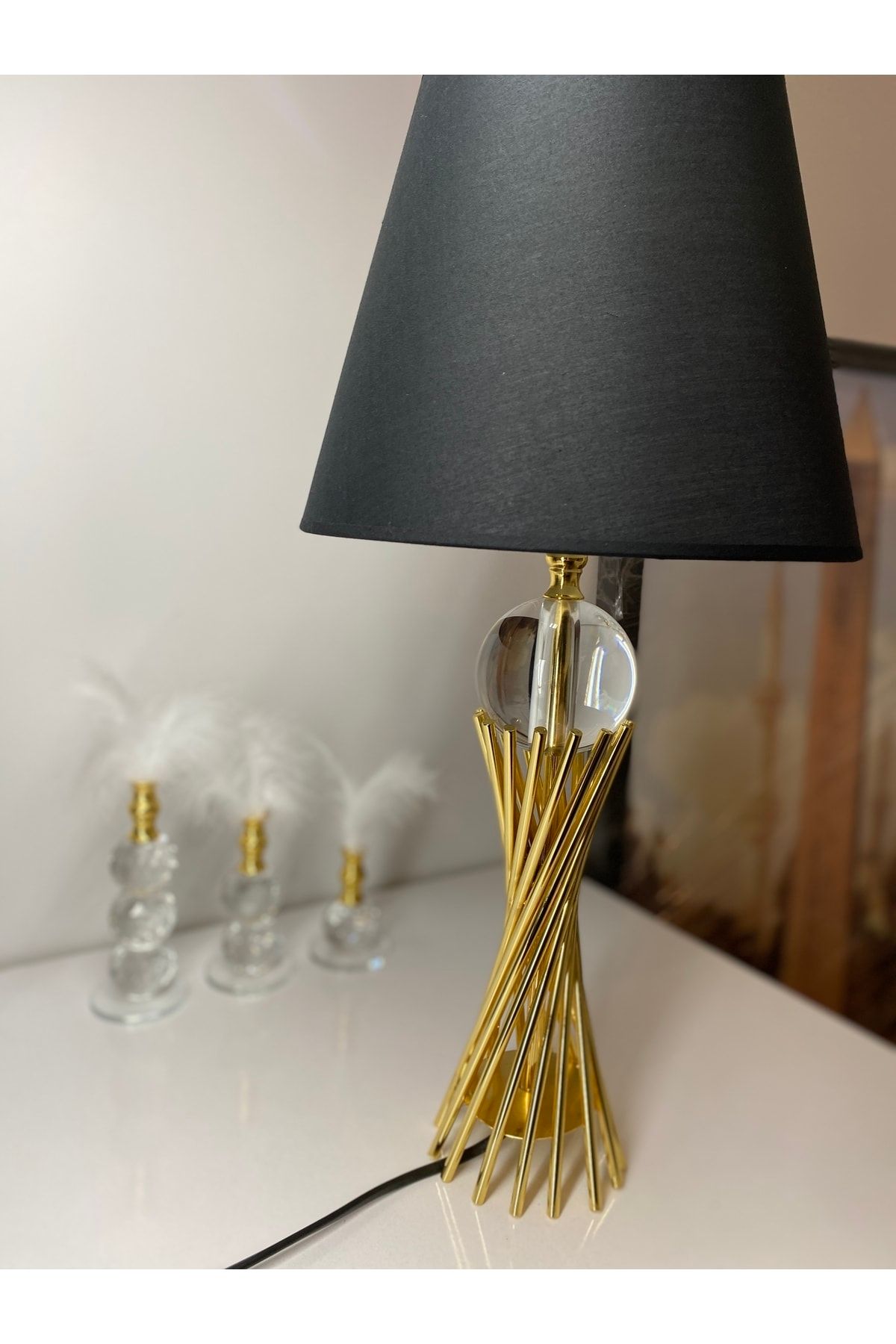 asellus-Misbah Twist Lampshade Table Lamp Crystal Glass Gold Plated, Lampshade 6