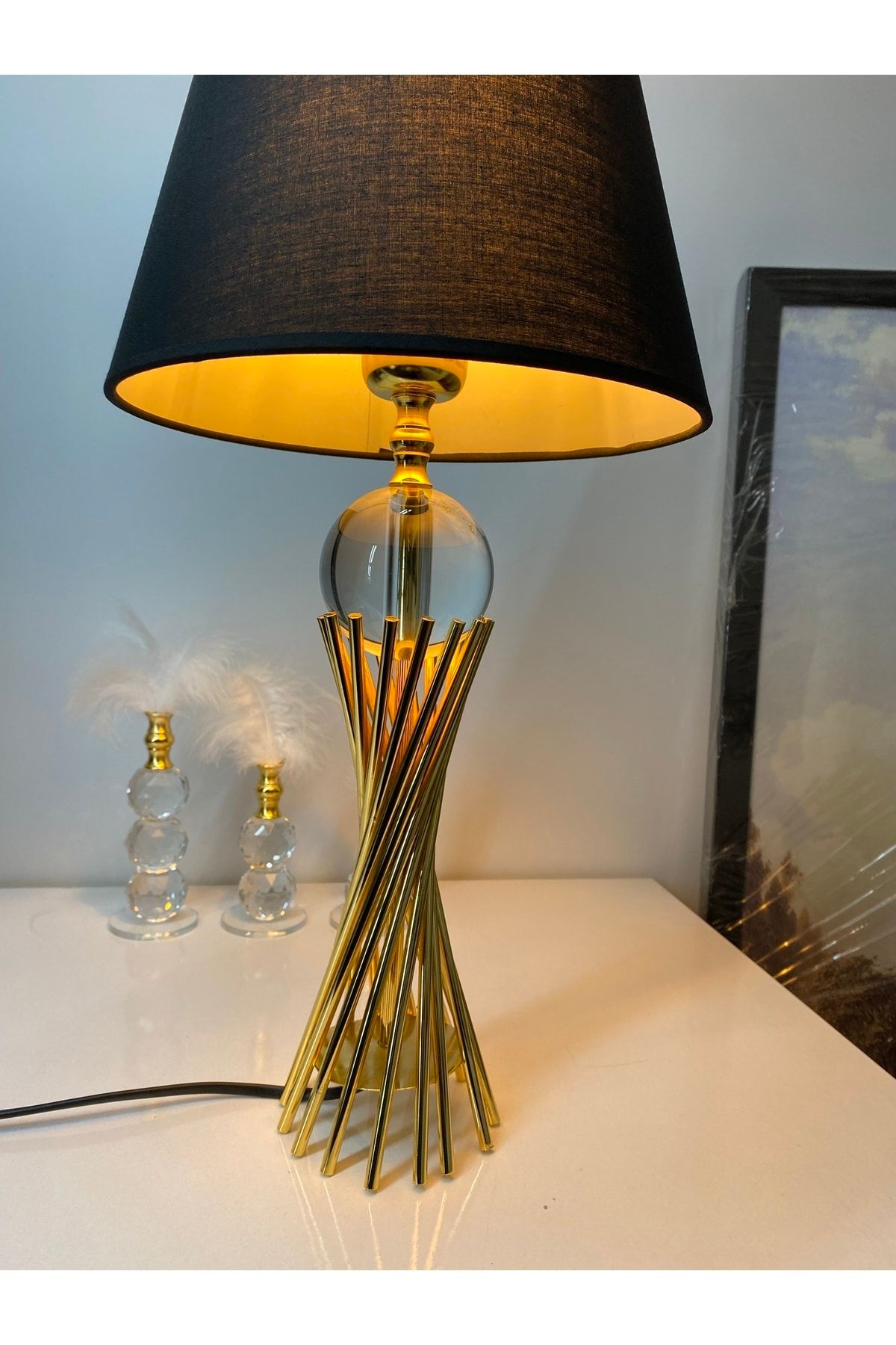 asellus-Misbah Twist Lampshade Table Lamp Crystal Glass Gold Plated, Lampshade 8